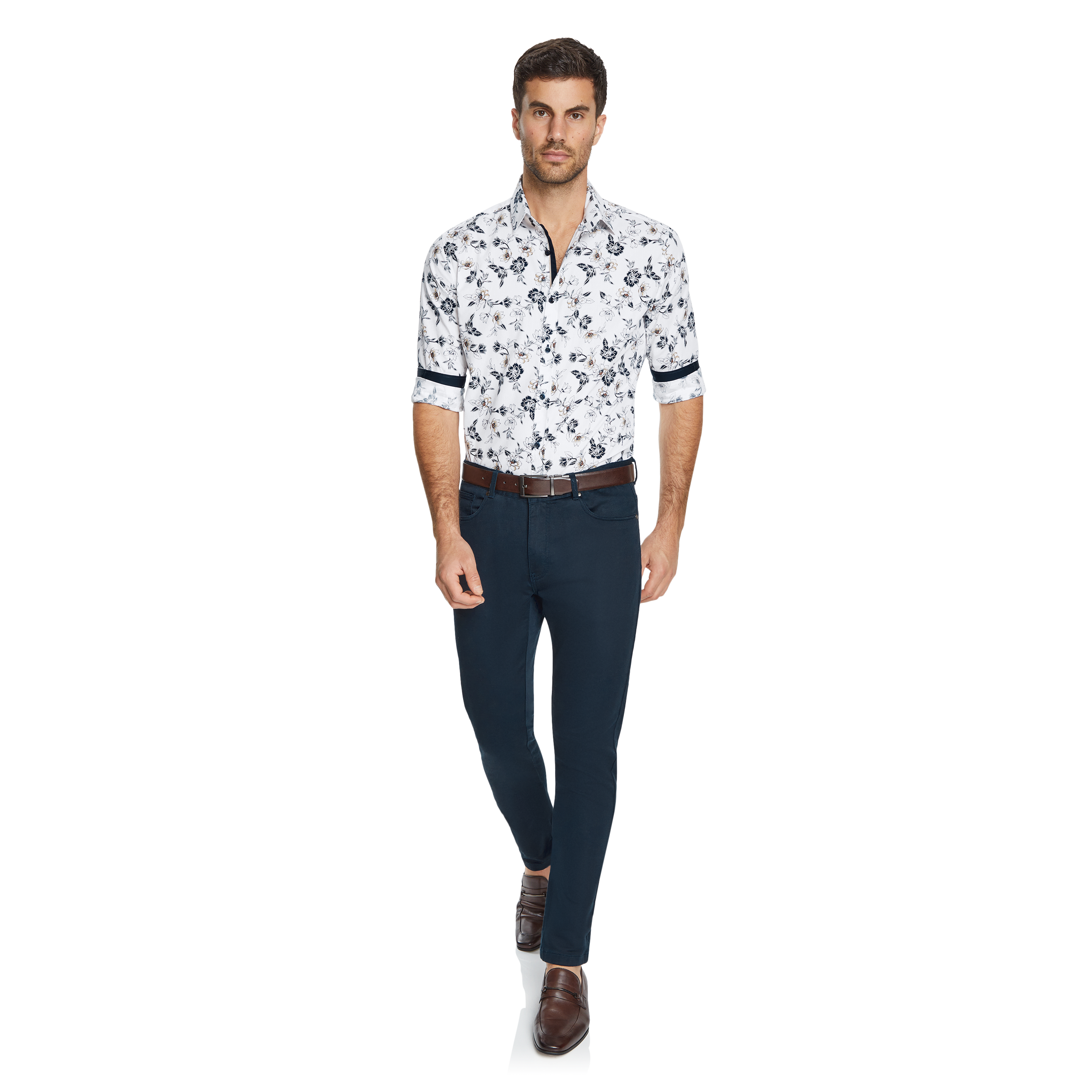 White Upton Slim Floral Shirt | Men's 