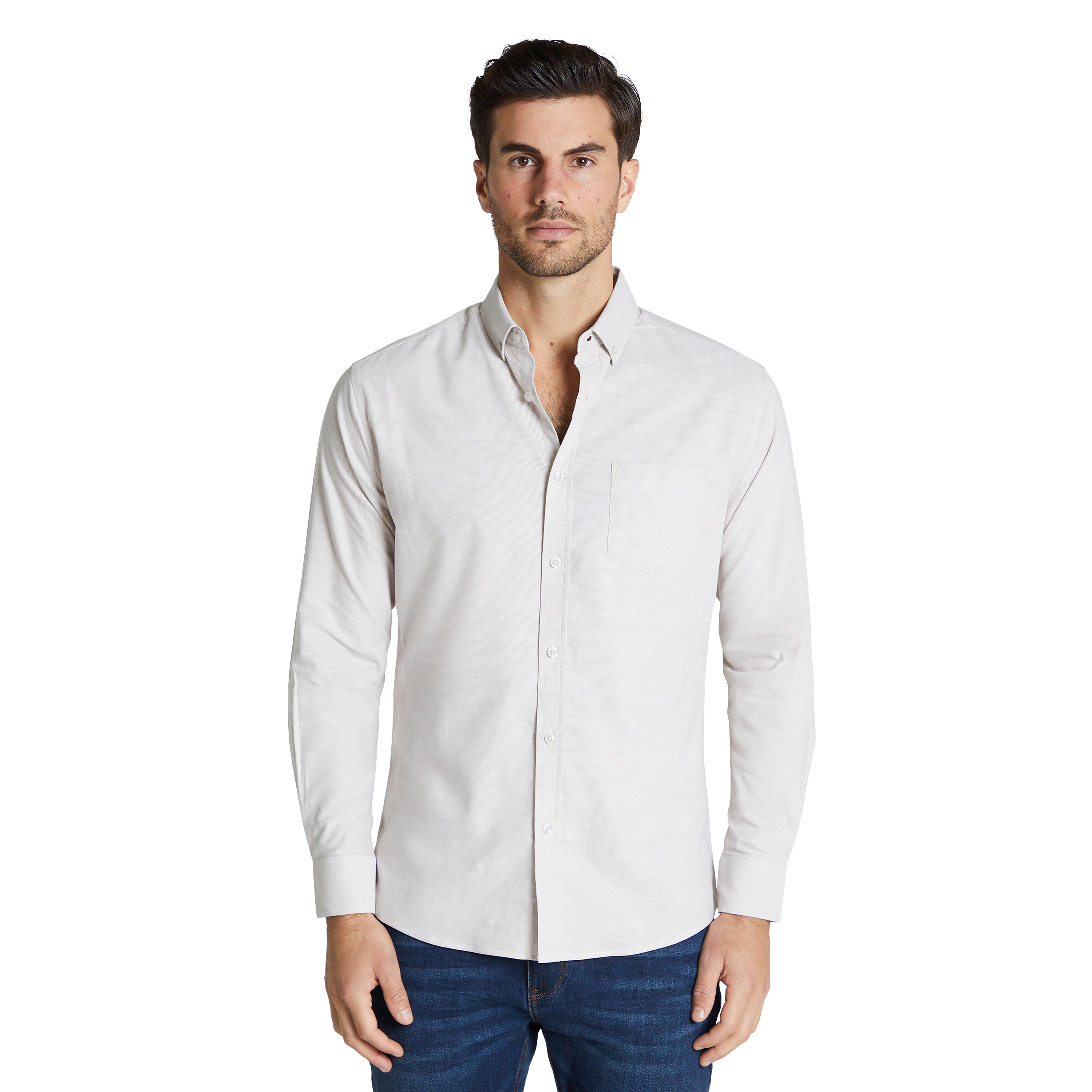 Natural Gilmour Stretch Oxford Shirt 