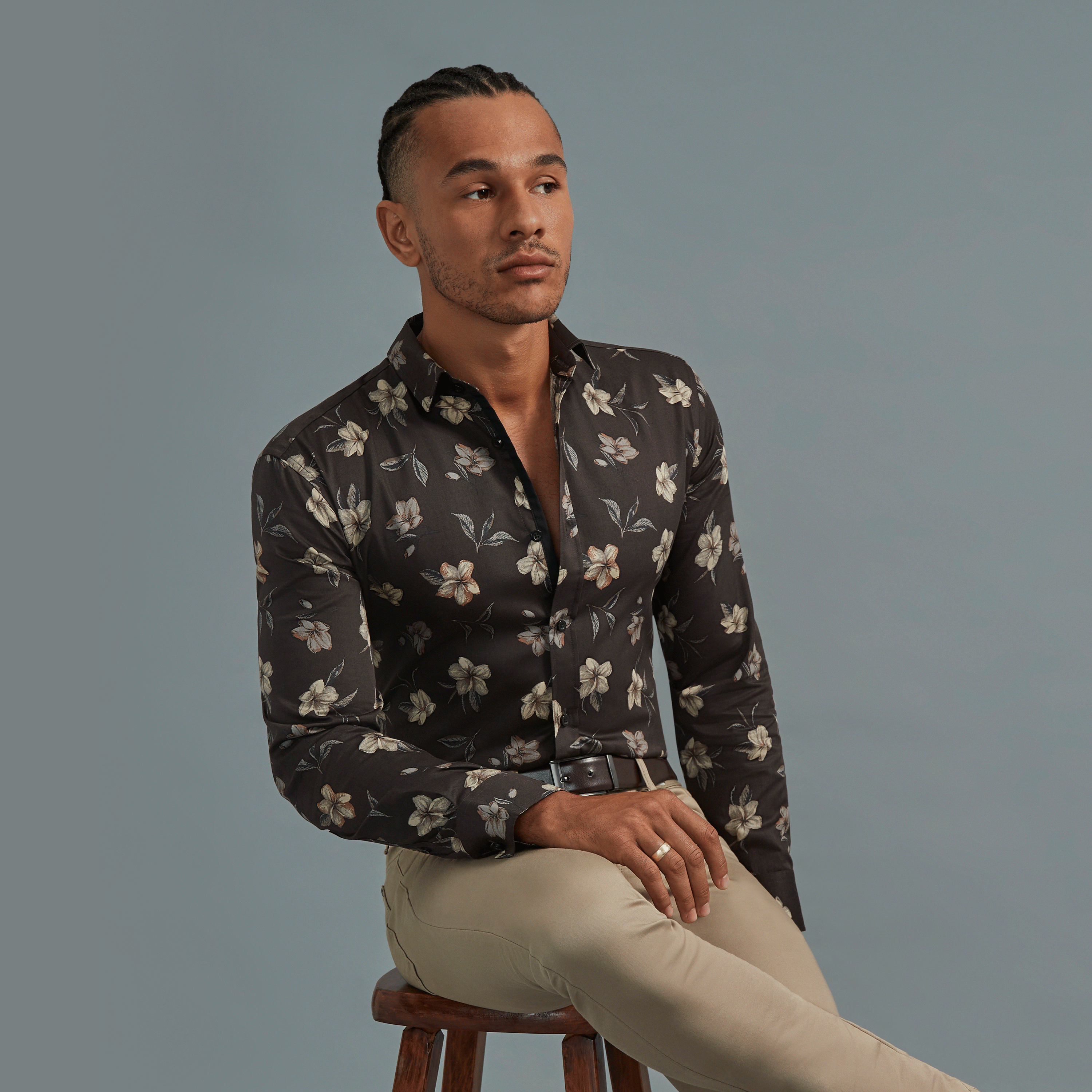 slim floral dress shirt