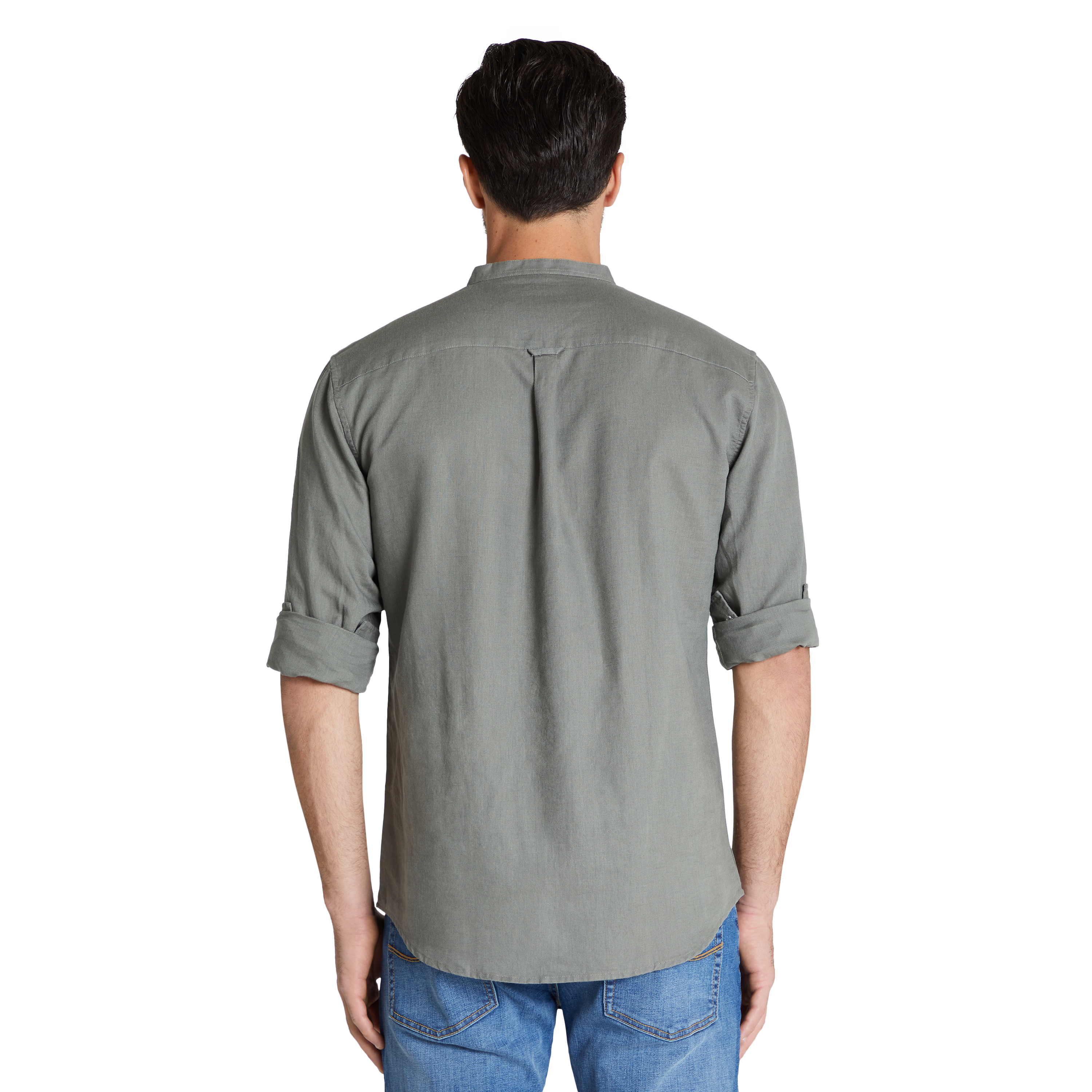 Khaki Sandler Linen Long Sleeve Shirt 