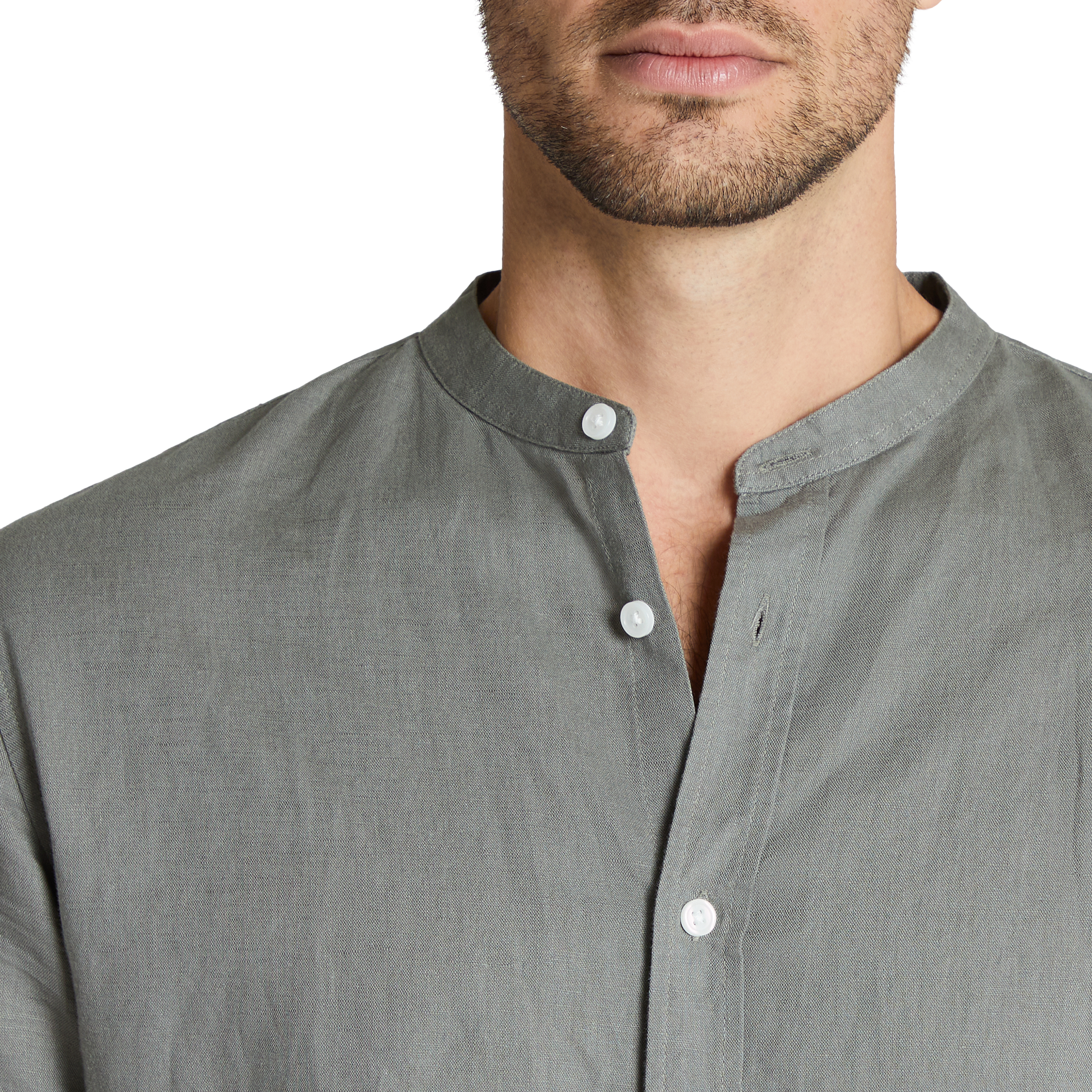 Khaki Sandler Linen Long Sleeve Shirt 