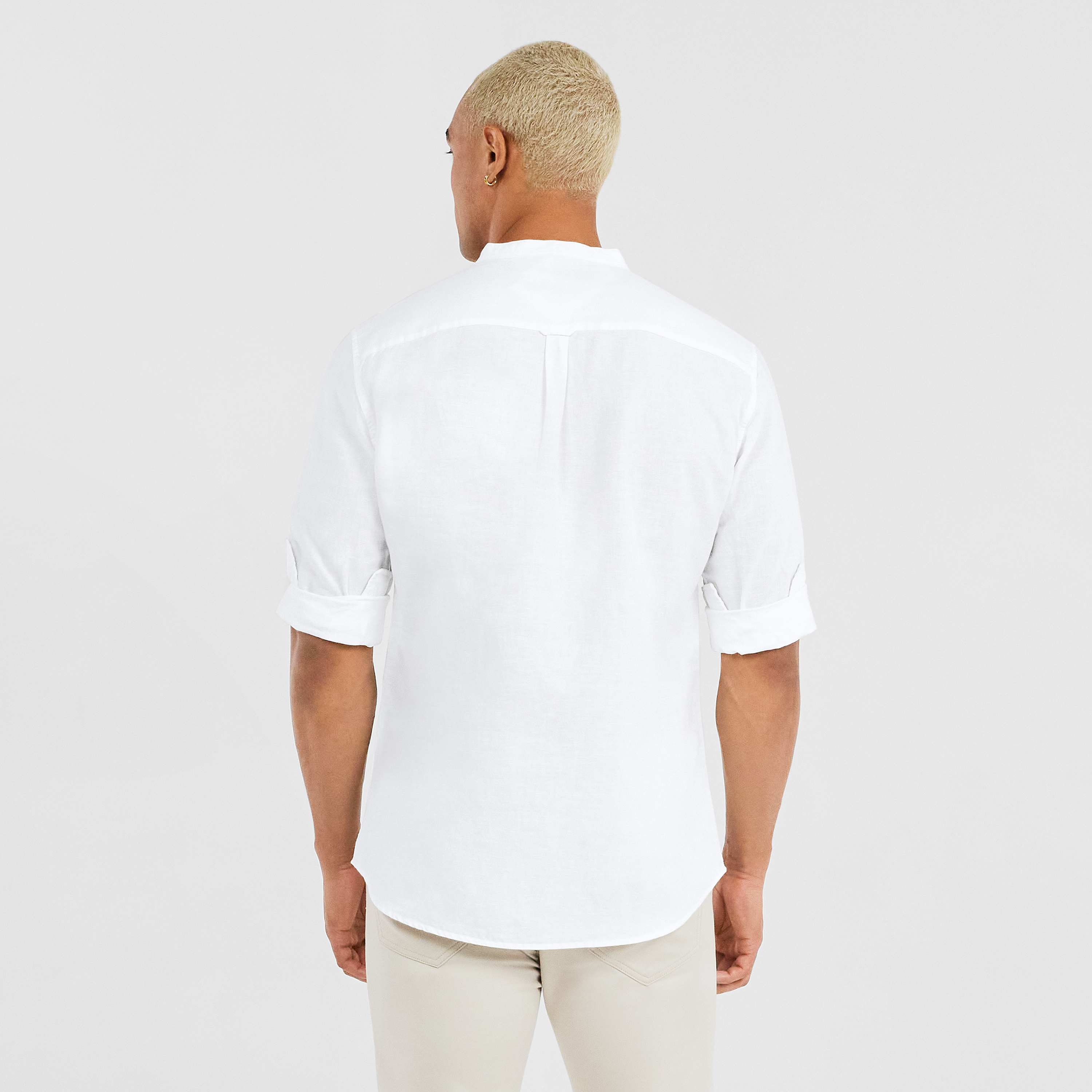 White Sandler Linen Long Sleeve Shirt 