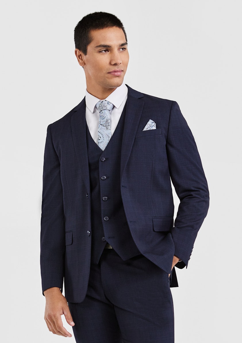 Navy Idaho Regular Fit Check Suit