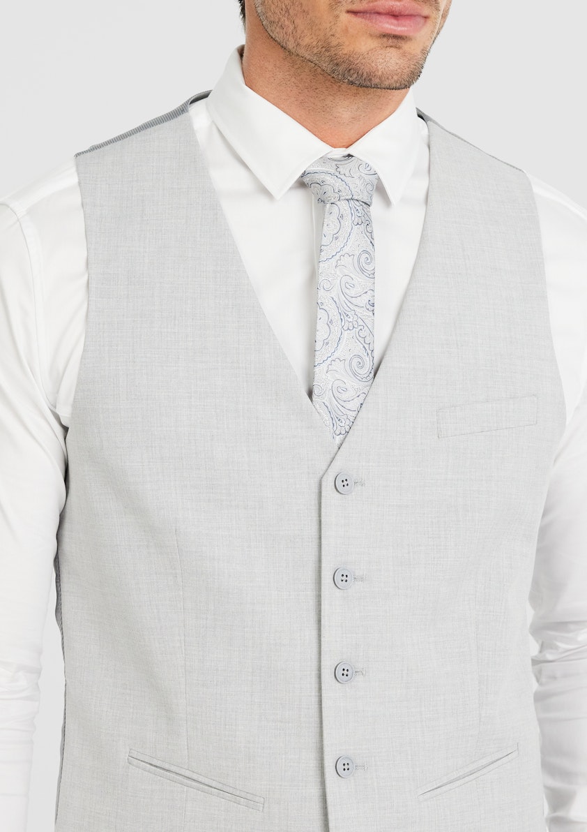 Silver Caleb Slim Stretch Waistcoat