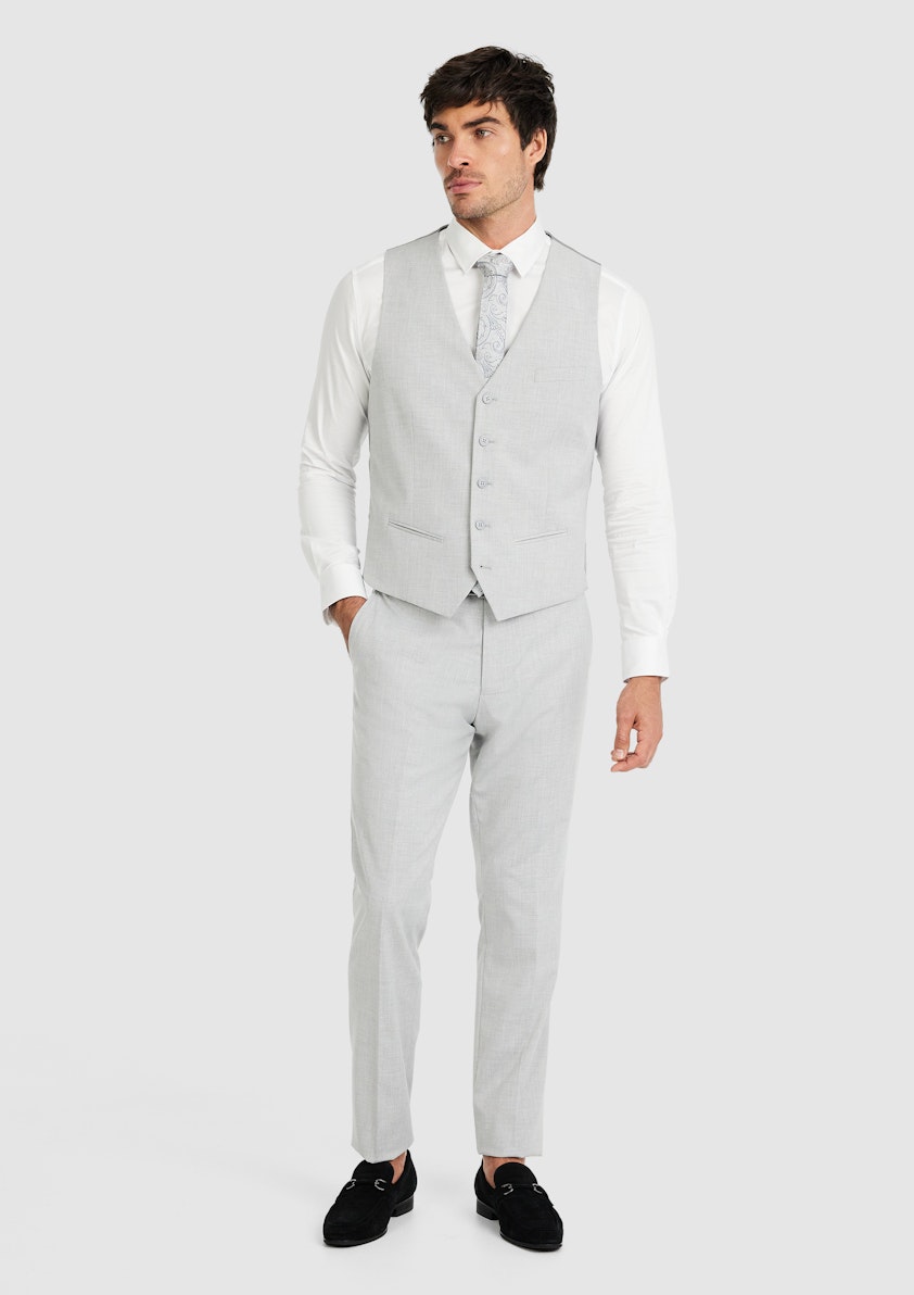 Silver Caleb Slim Stretch Waistcoat