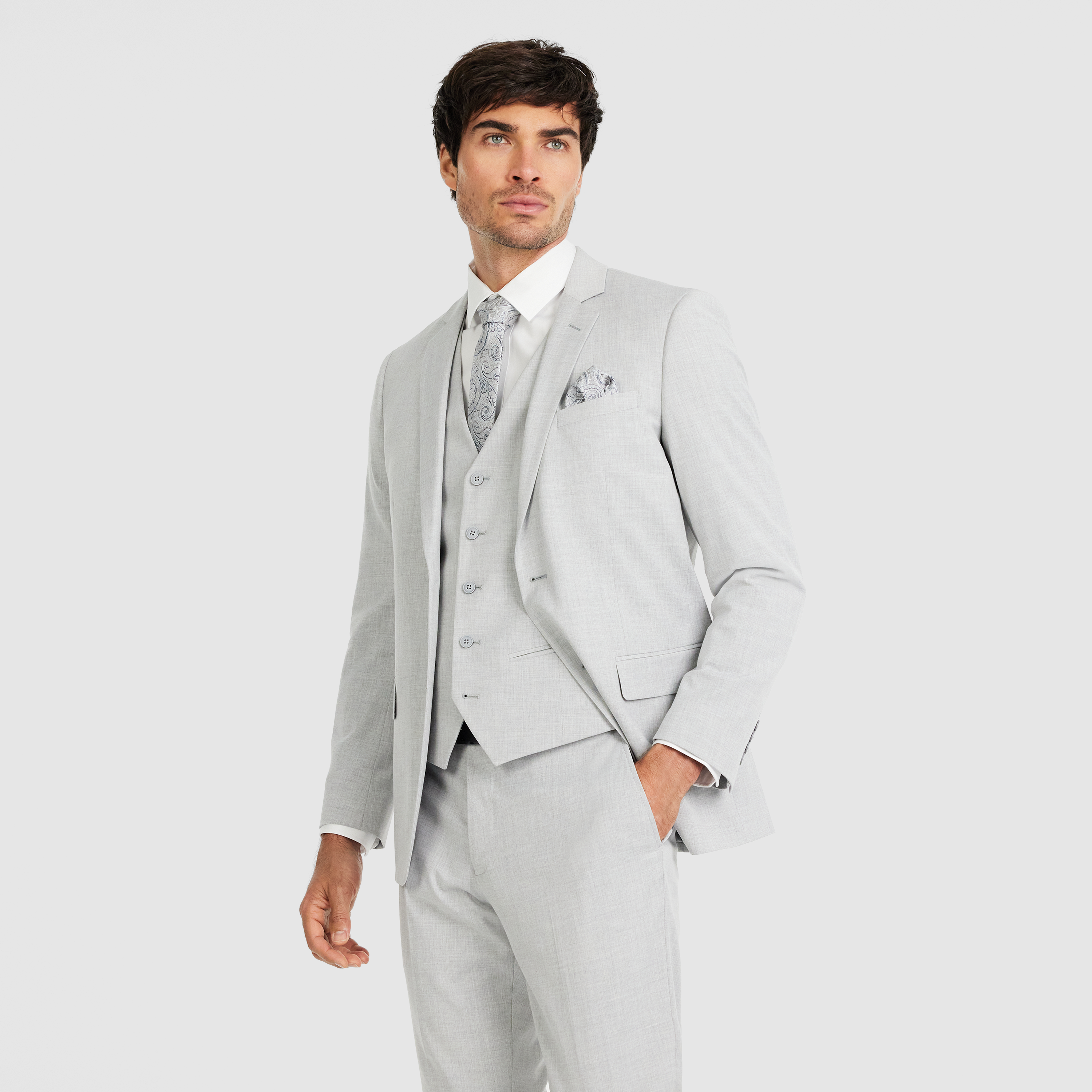 Silver Caleb Slim Stretch Waistcoat