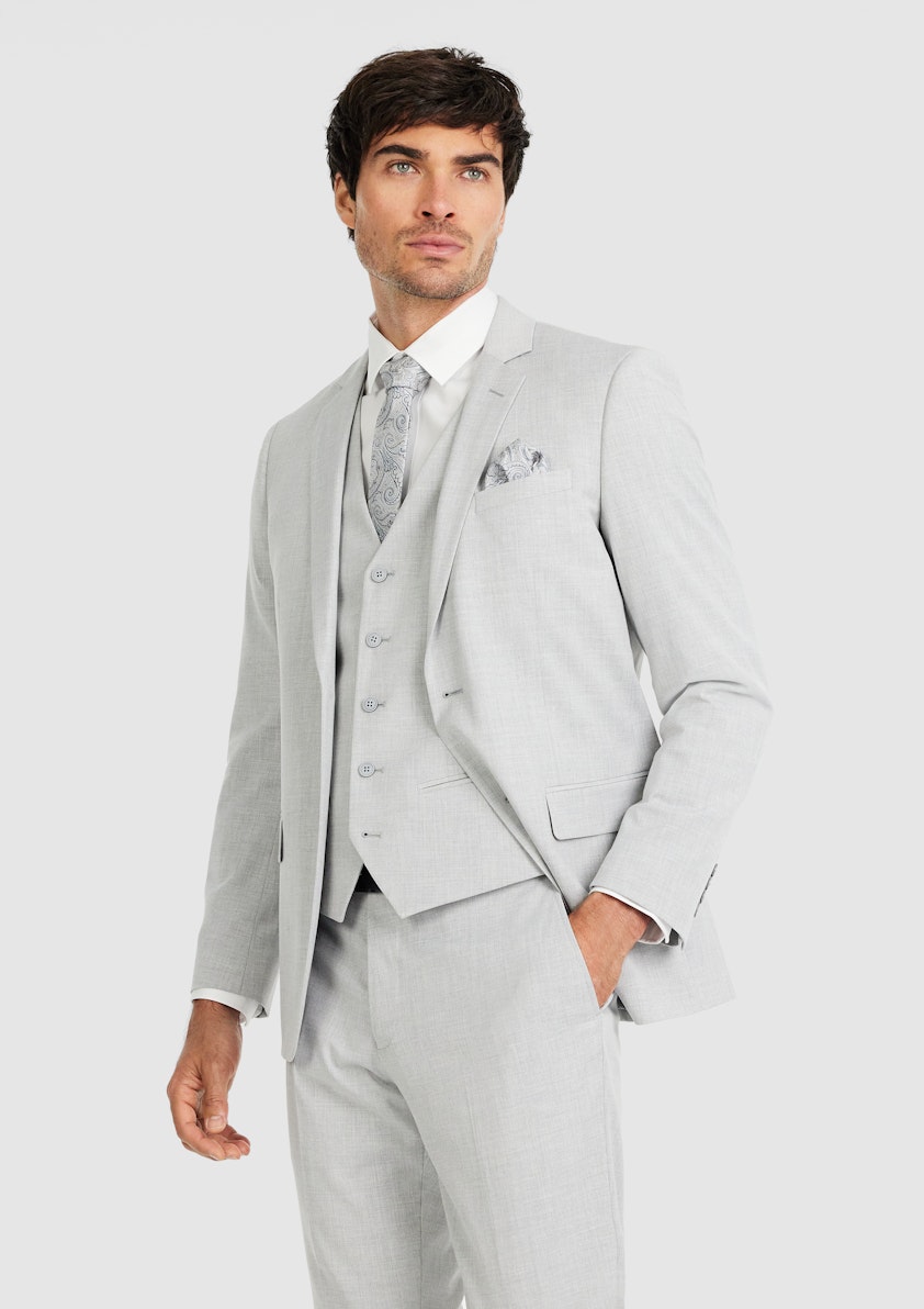 Silver Caleb Slim Stretch Waistcoat