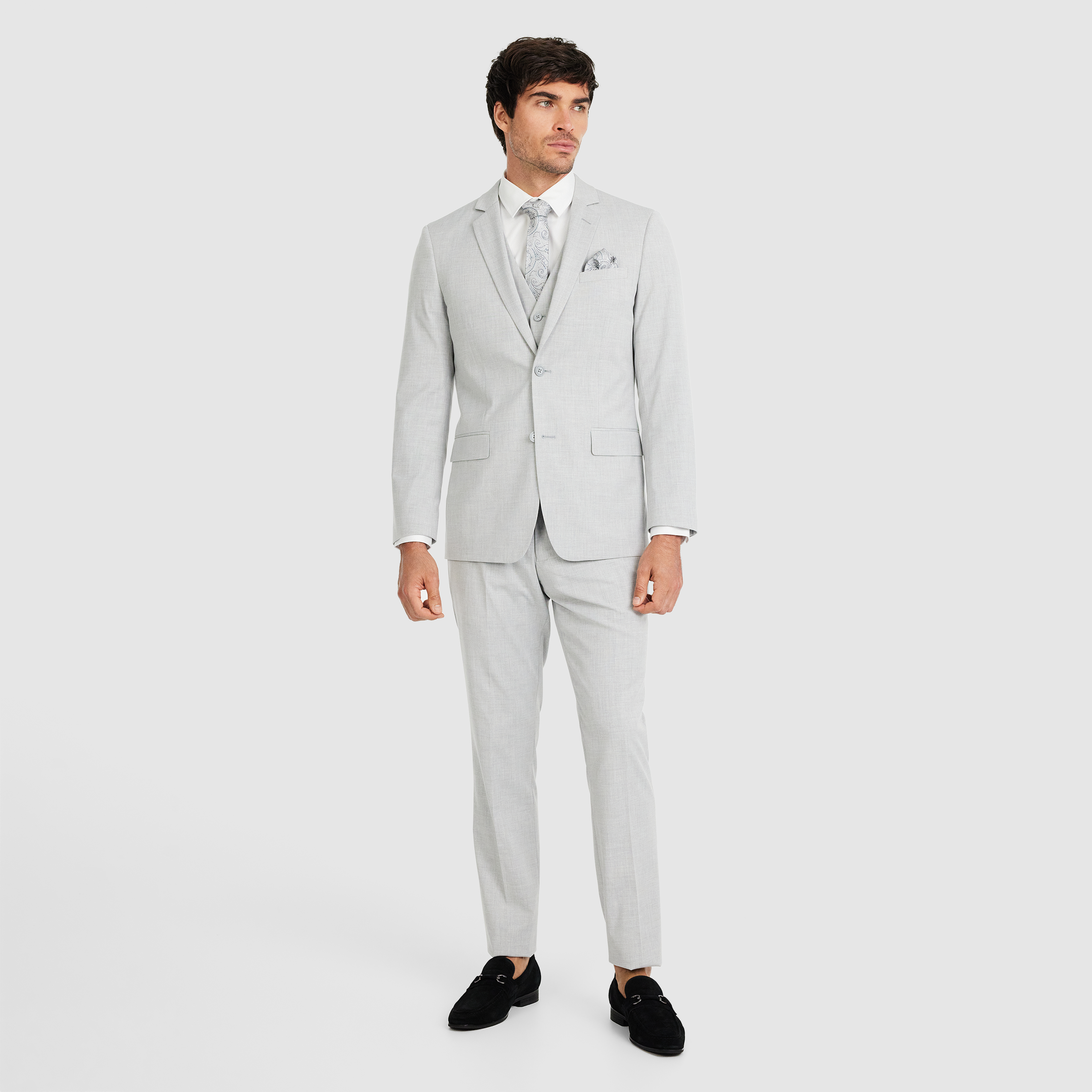 Silver Caleb Slim Stretch Waistcoat