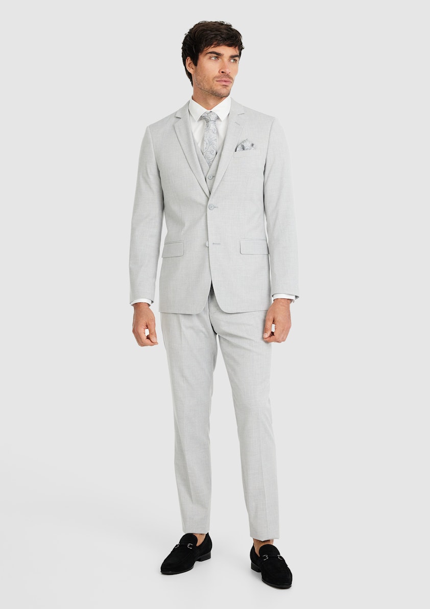 Silver Caleb Slim Stretch Waistcoat