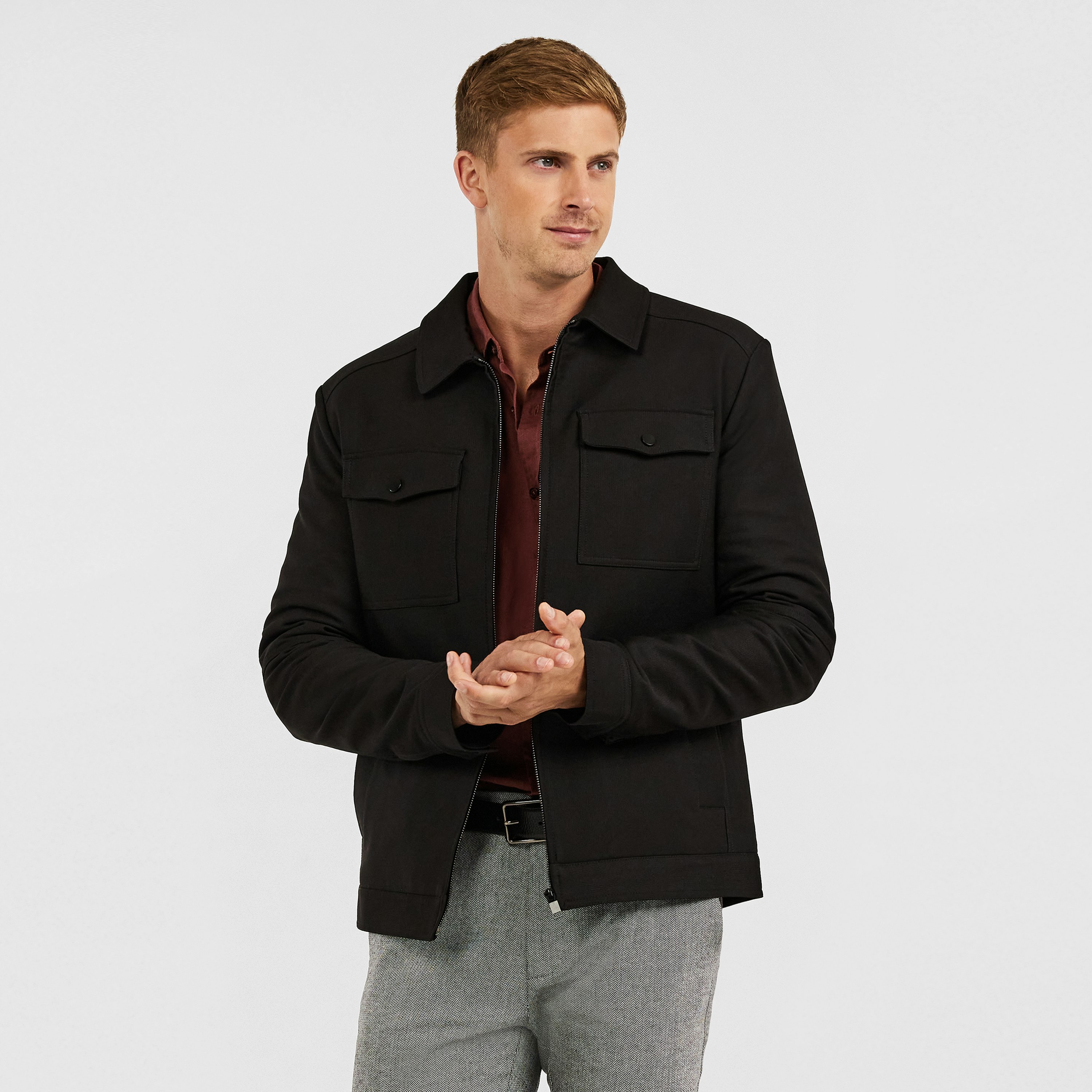 Black Roadster Stretch Zip Jacket Men's Tops Tarocash AU