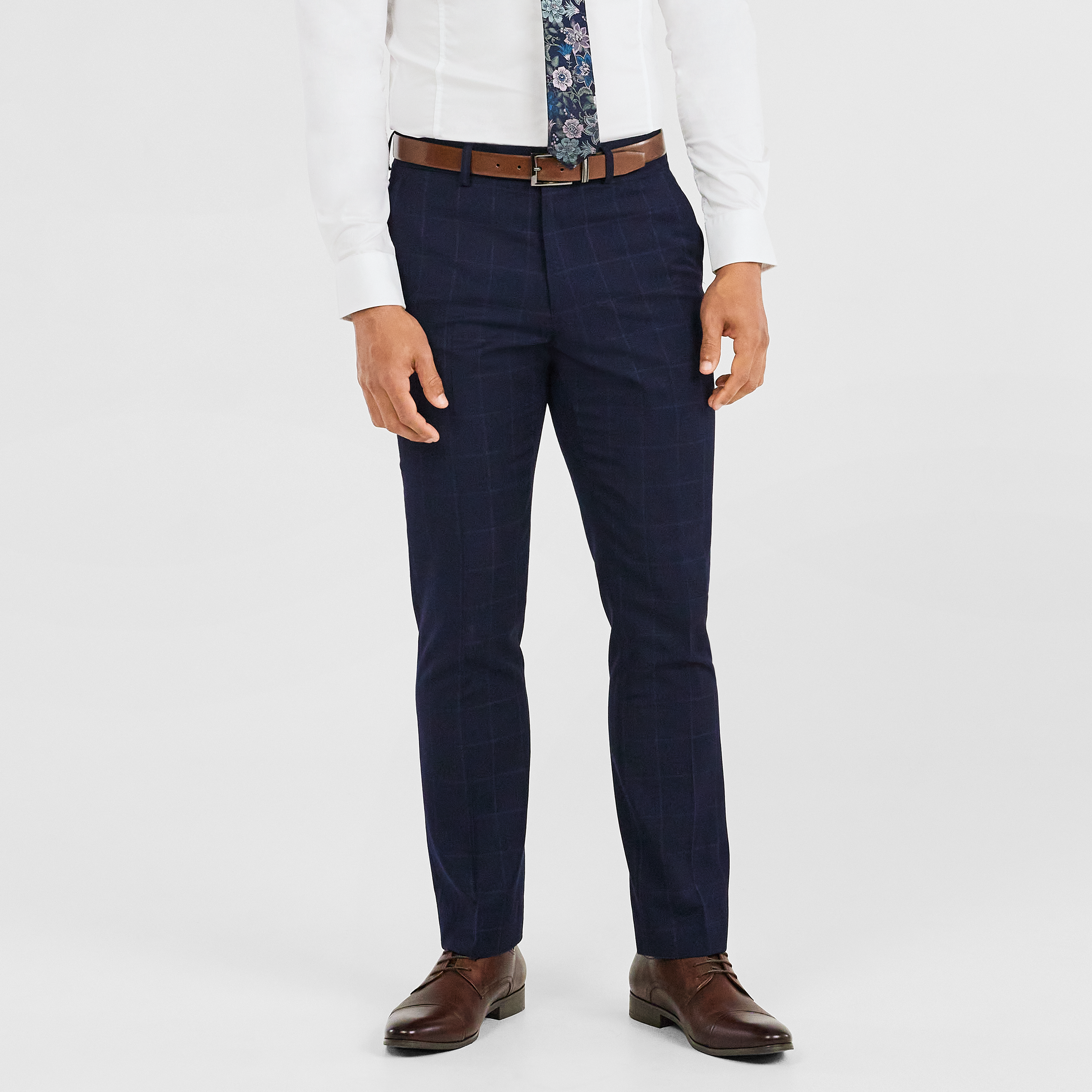 Navy Zak Slim Check Pant | Men's Bottom 