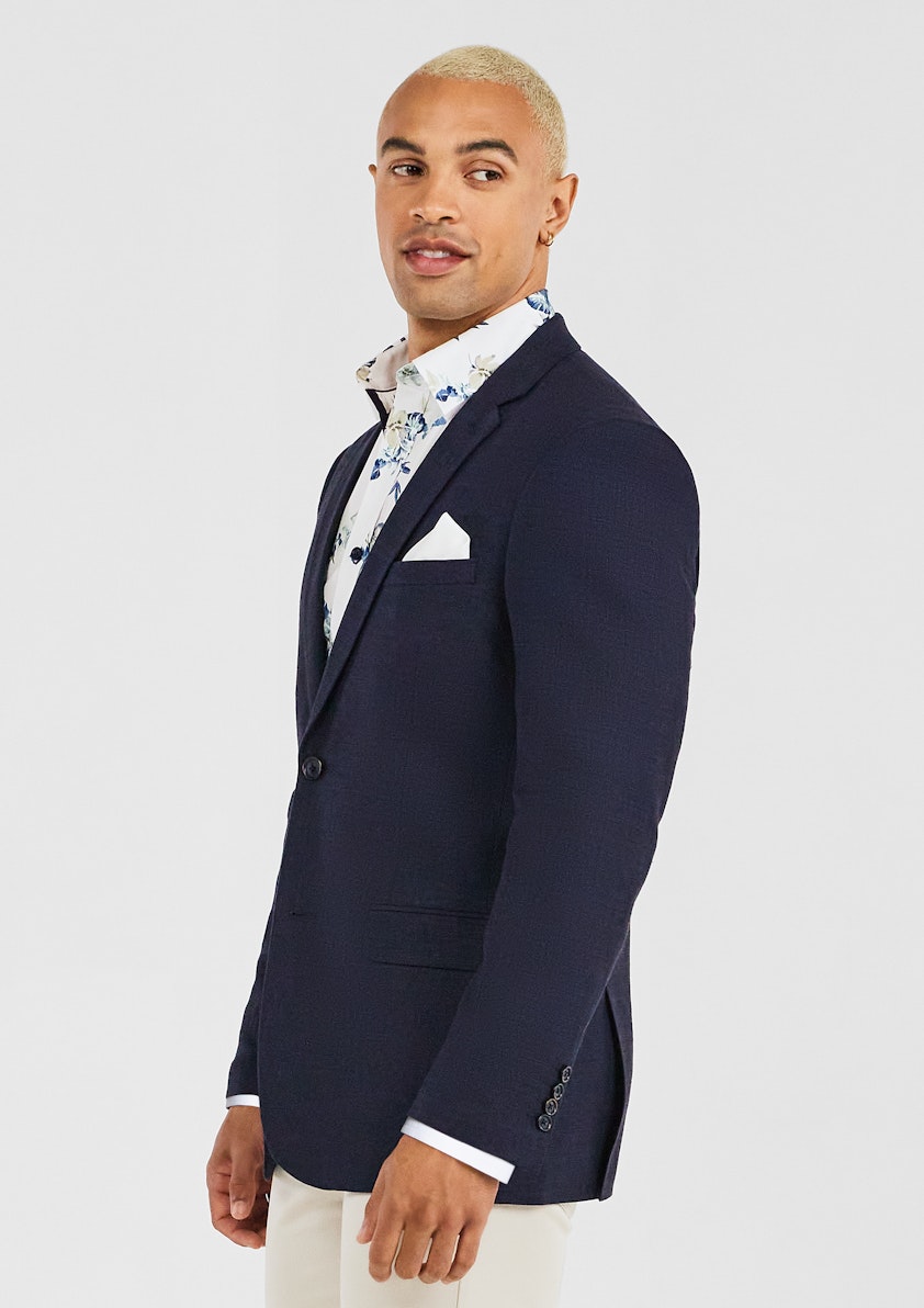 Navy Piere Linen Stretch Blazer