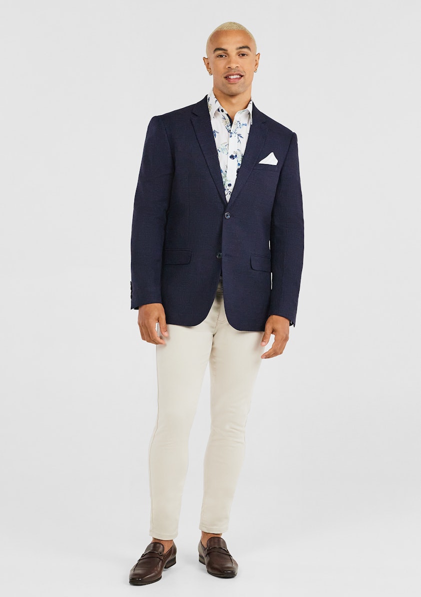 Navy Piere Linen Stretch Blazer