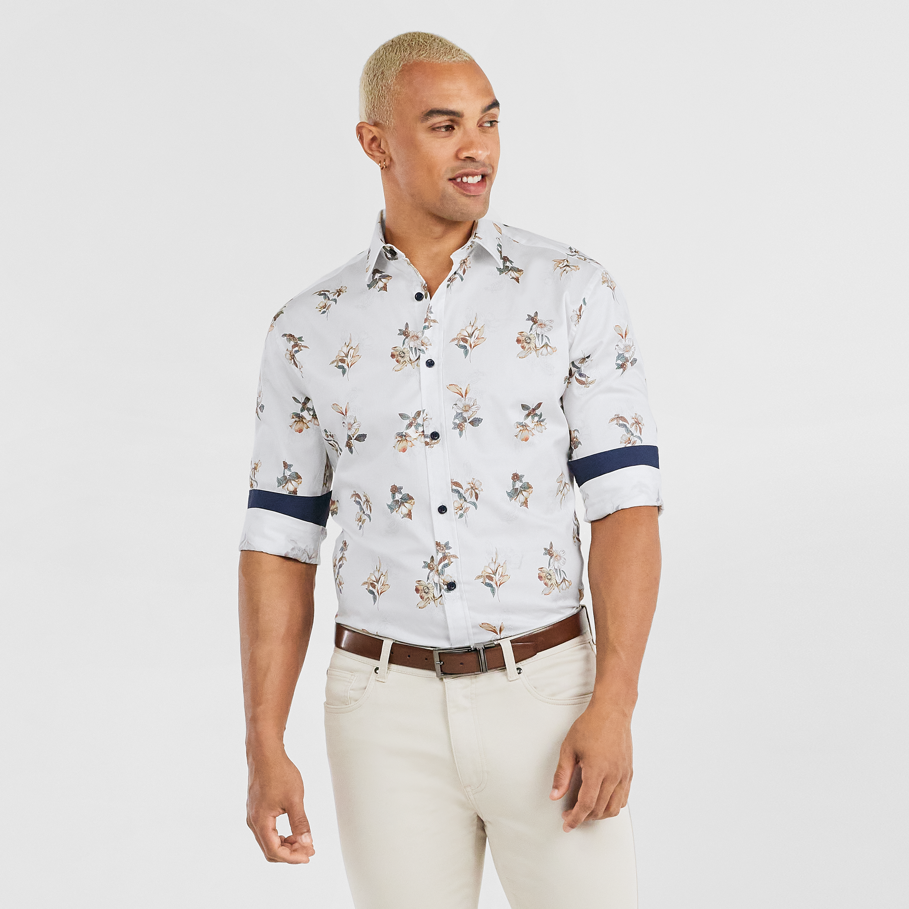 slim floral dress shirt