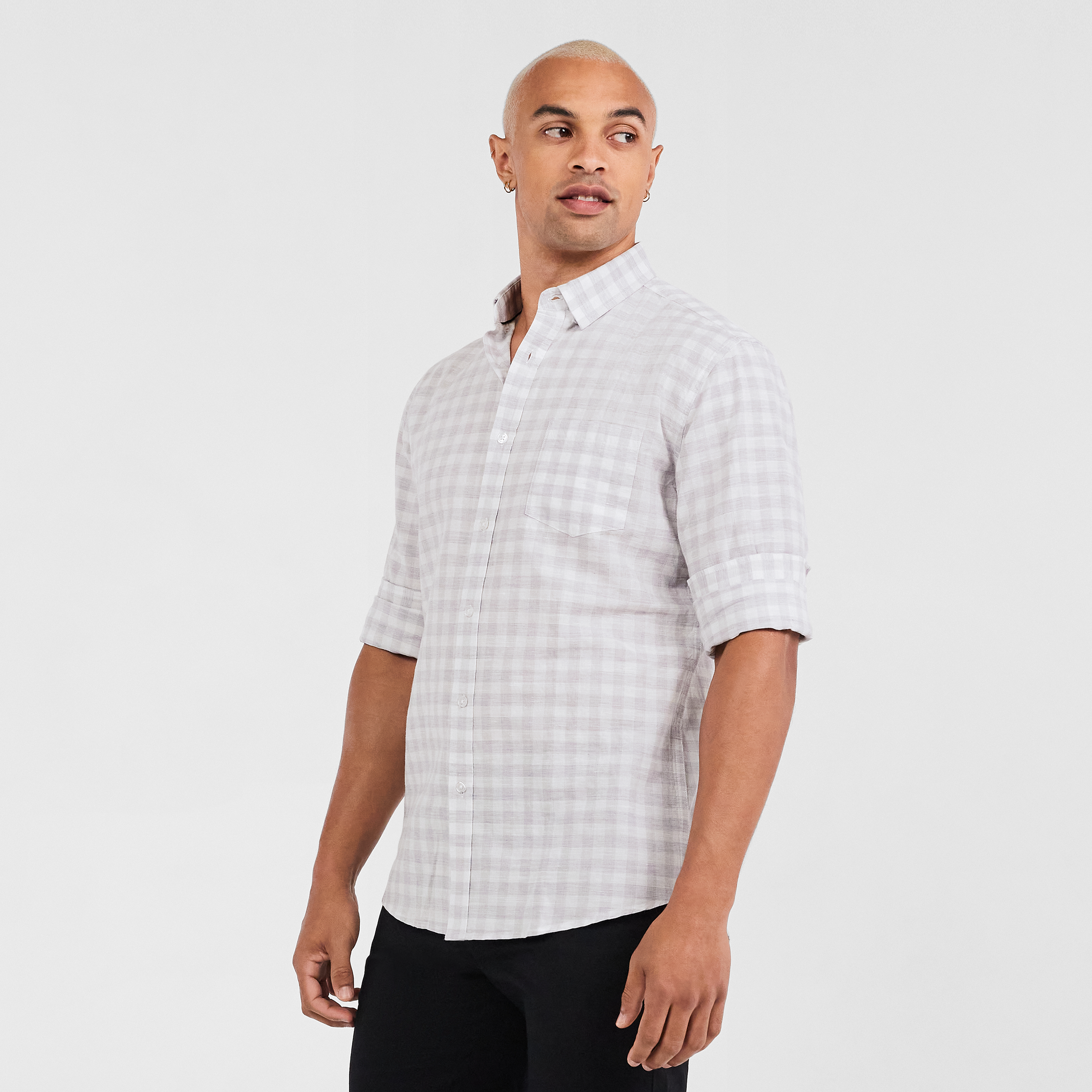 Simmonds Check Linen Long Sleeve Shirt 