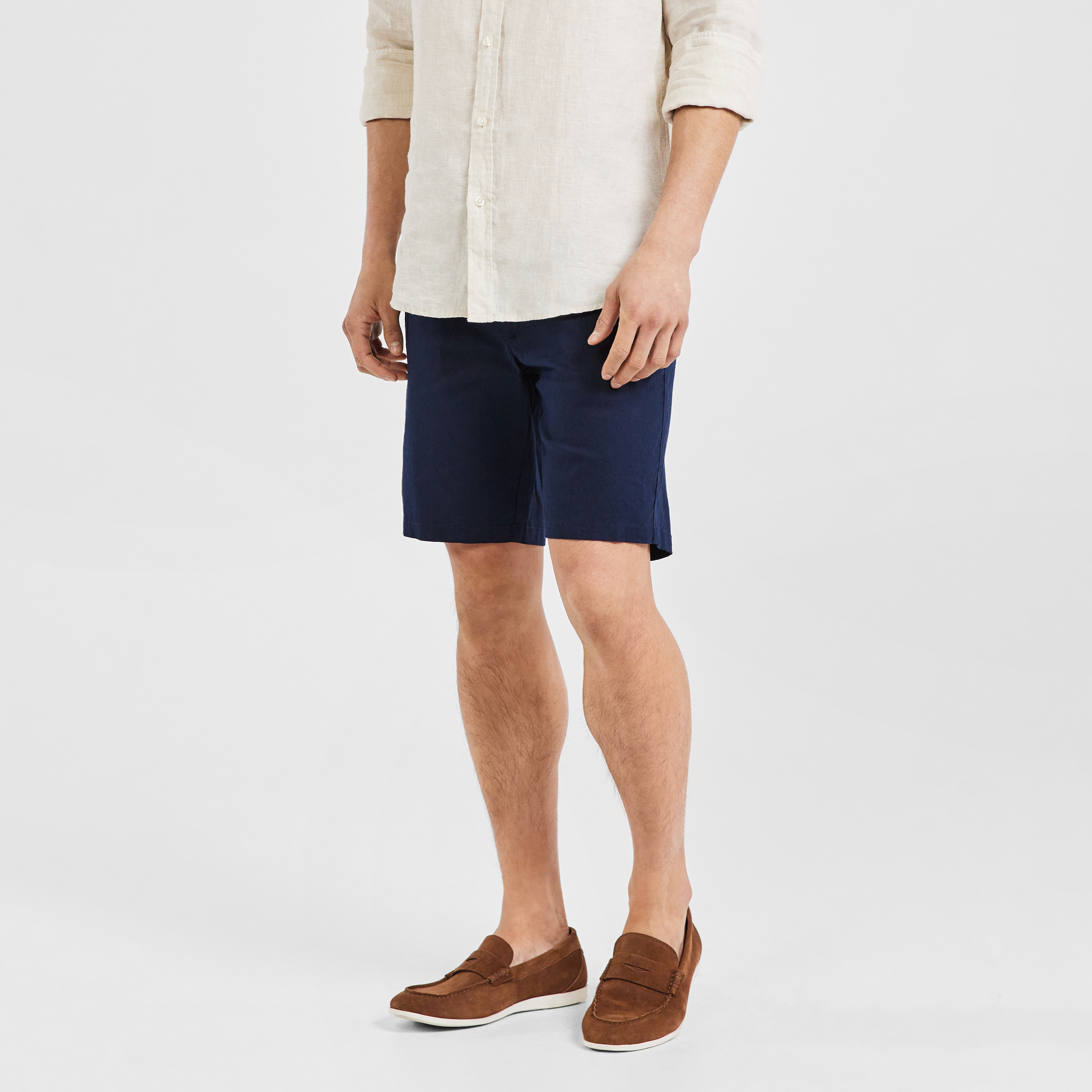 Navy Bronson Stretch Linen Short | Men 