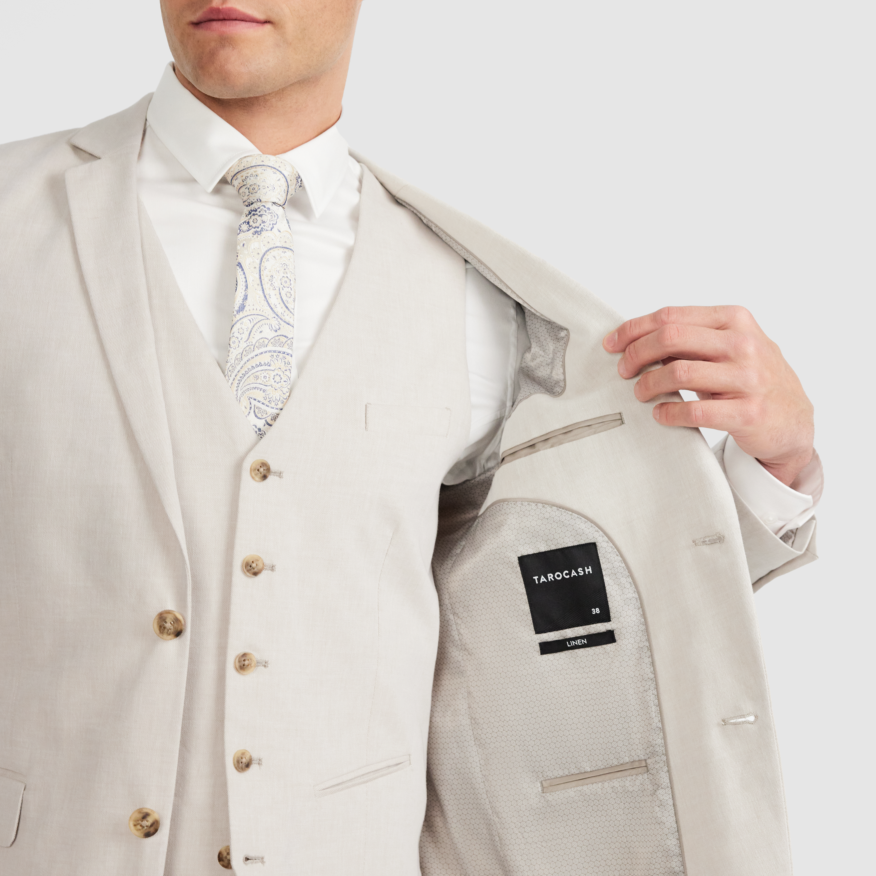 Natural Jae Slim Linen Suit Jacket
