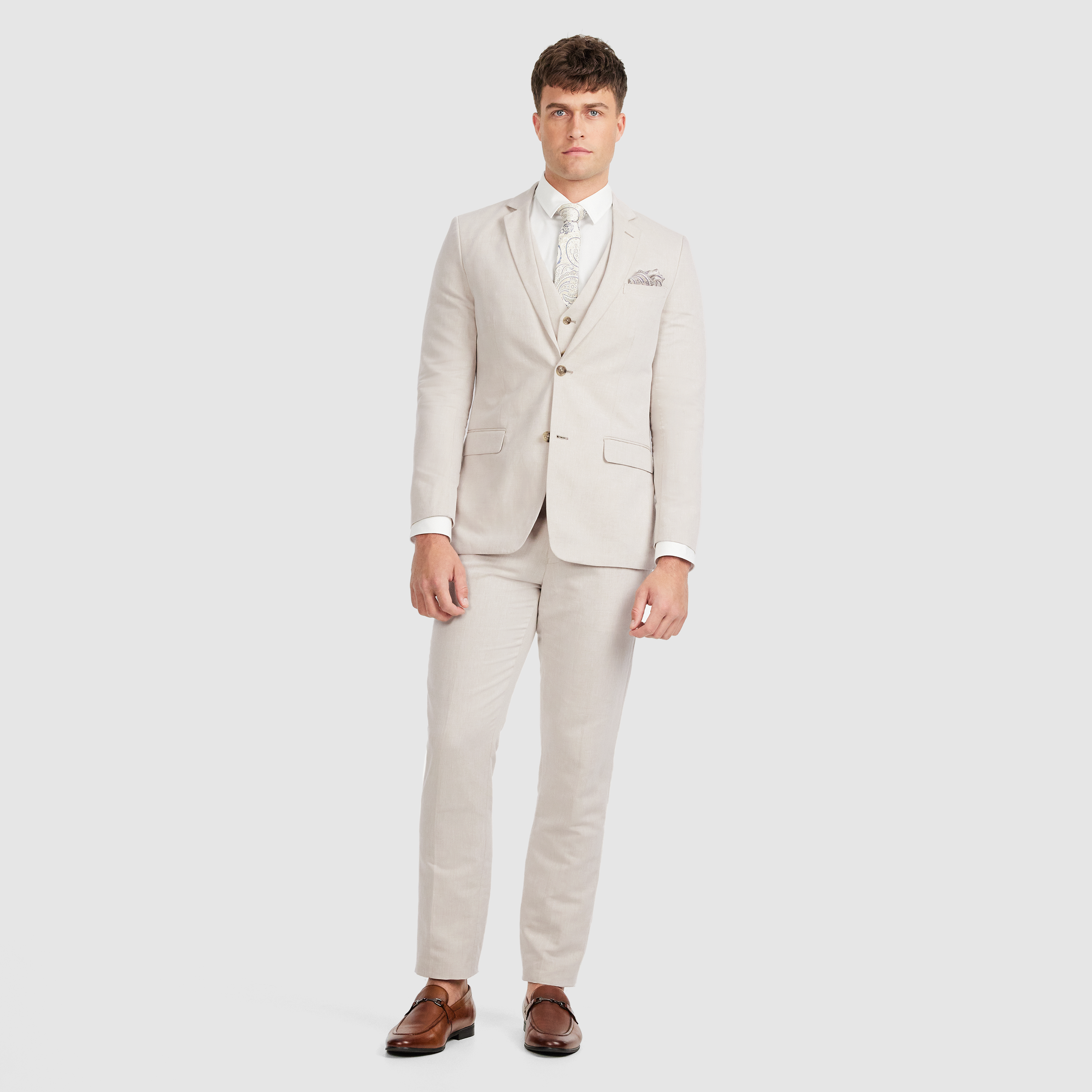 Natural Jae Slim Linen Suit Jacket