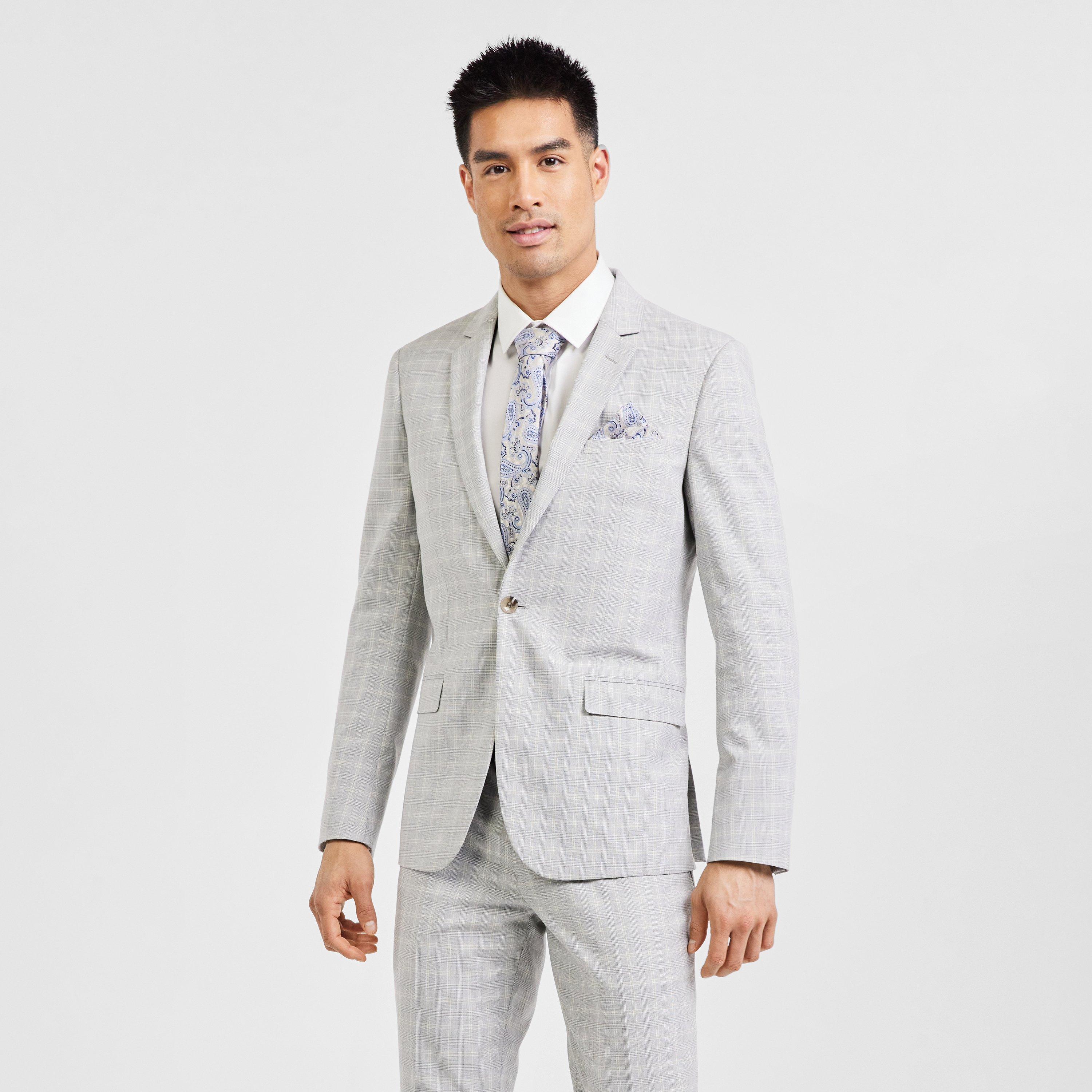 Silver Axl Skinny Check Suit Jacket 