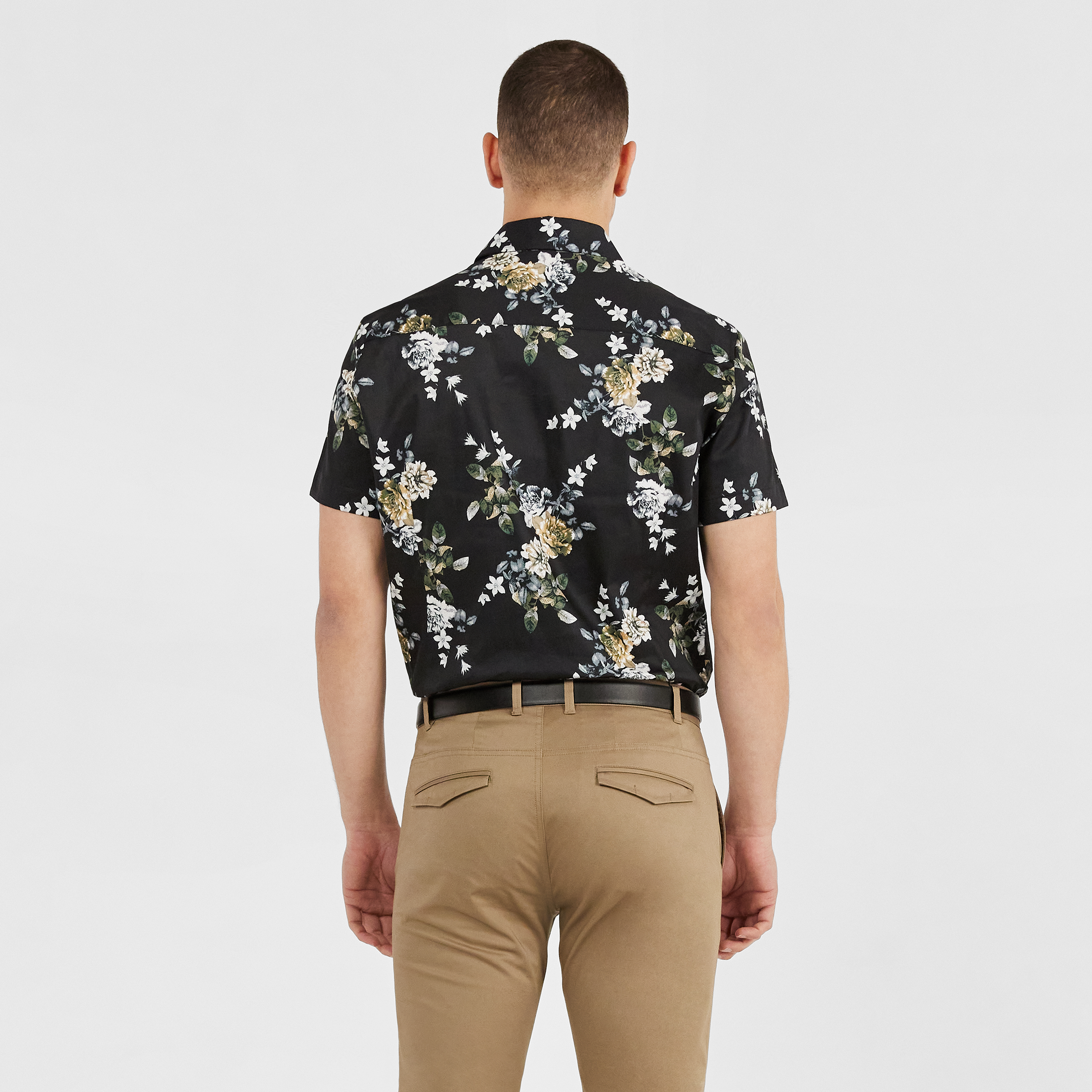 Black Vada Floral Stretch Print Shirt 