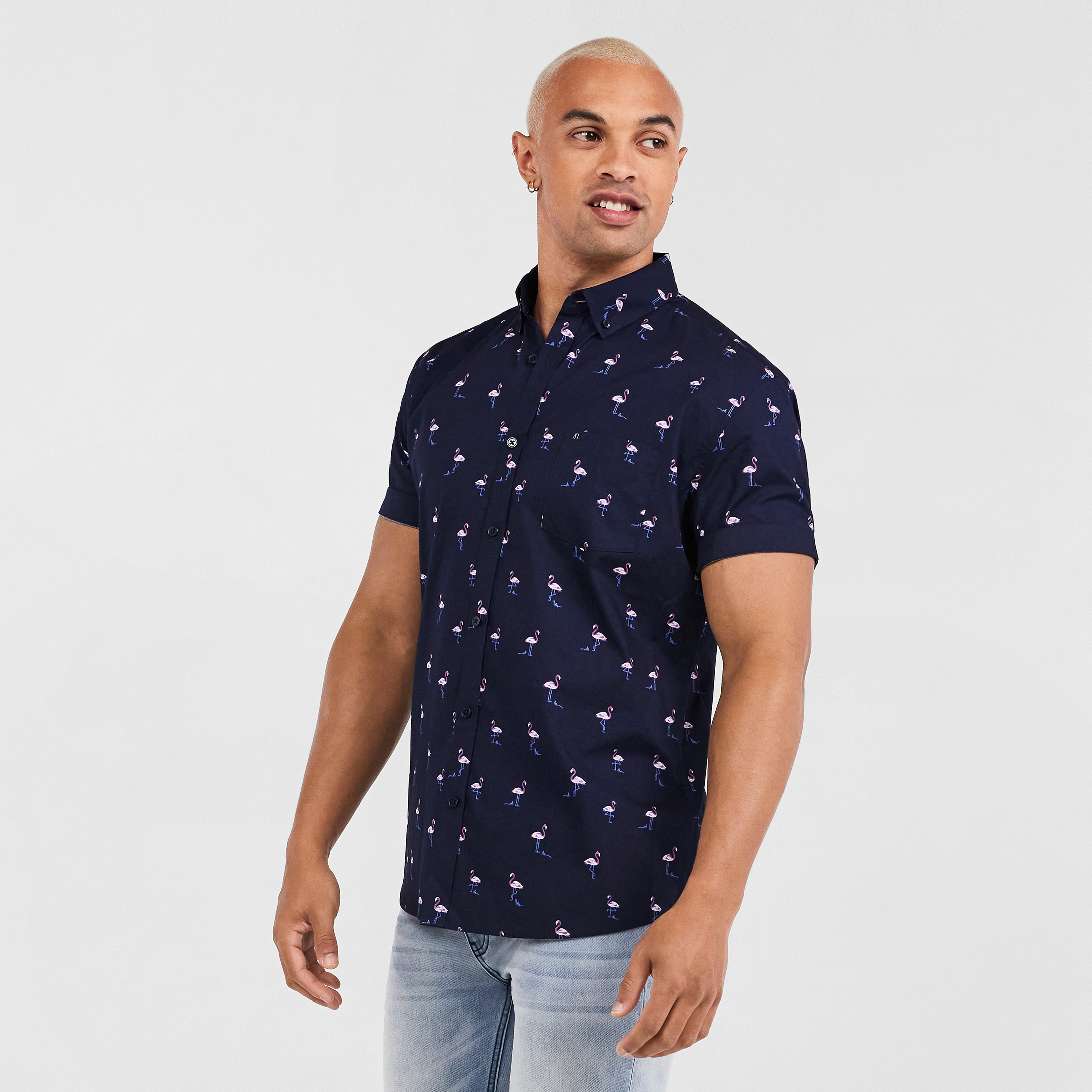 Navy Blazing Flamingo Shirt | Men's 