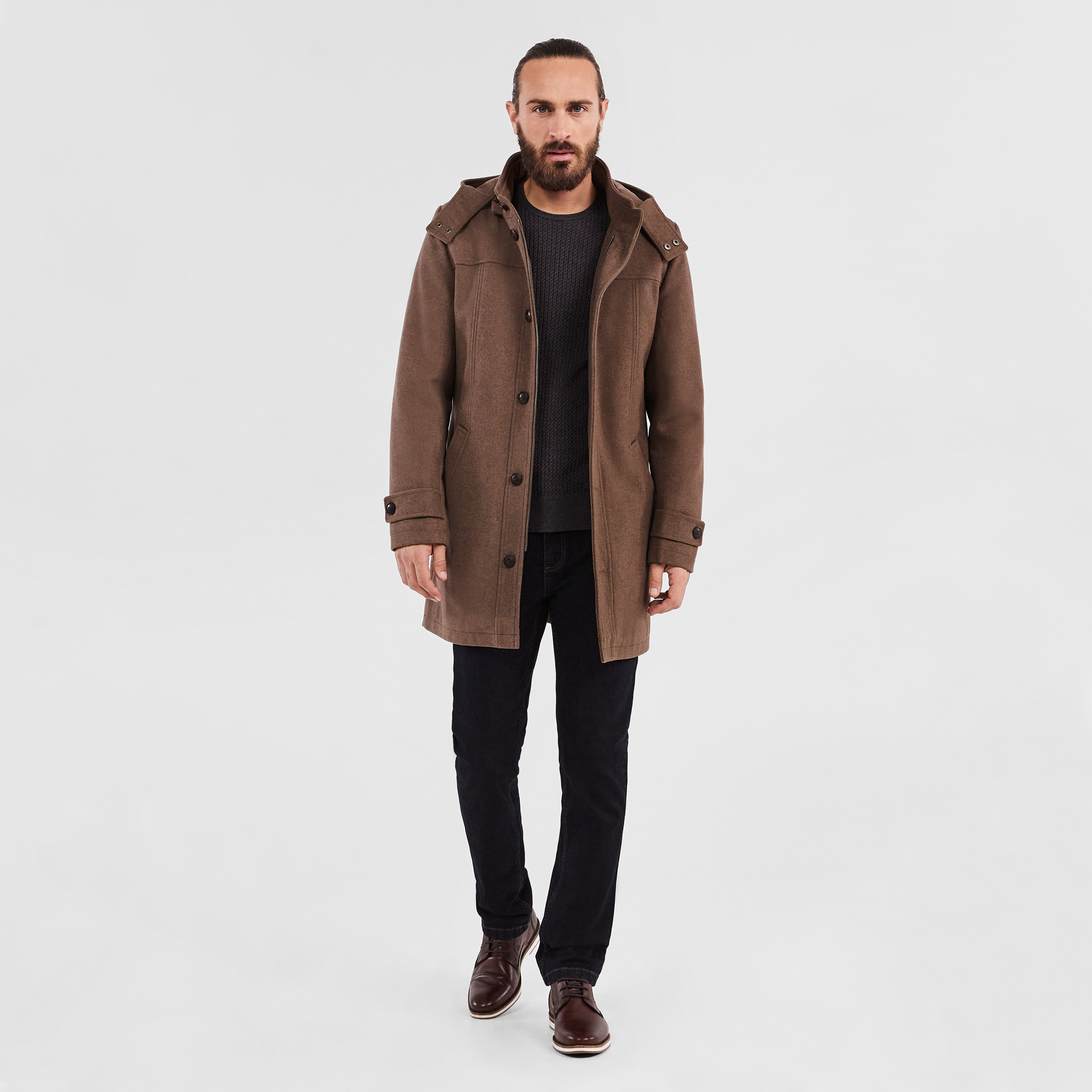 Mocha Ashdown Wool Coat | Men's Tops 