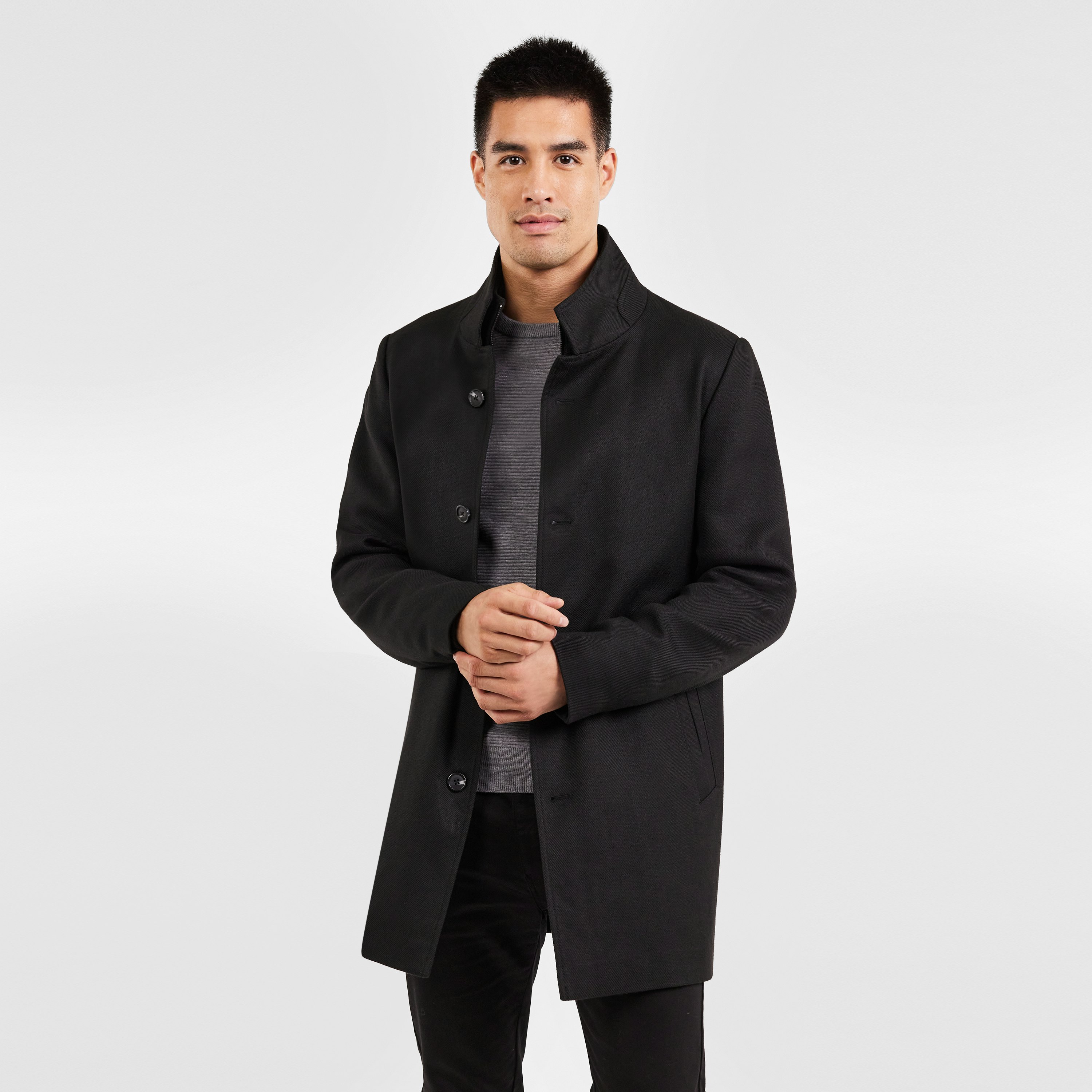 Black Haldon Textured Coat | Men's Tops | Tarocash AU