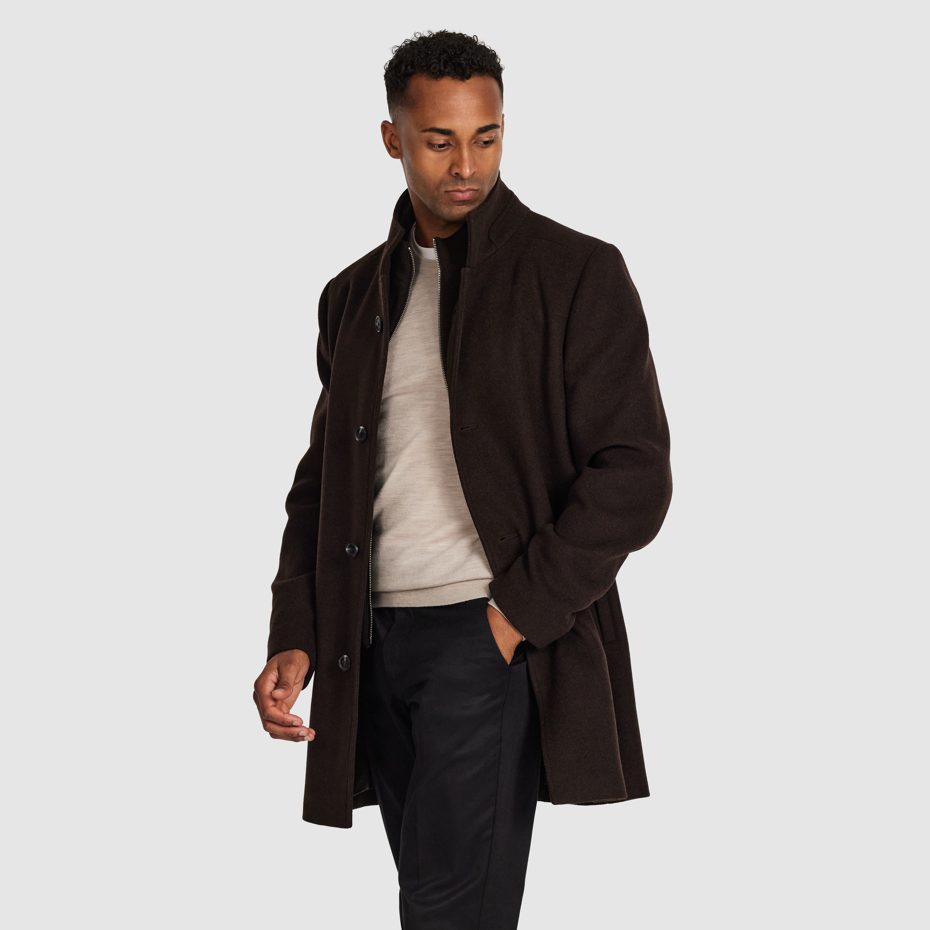 Chocolate Gisburn Wool Coat