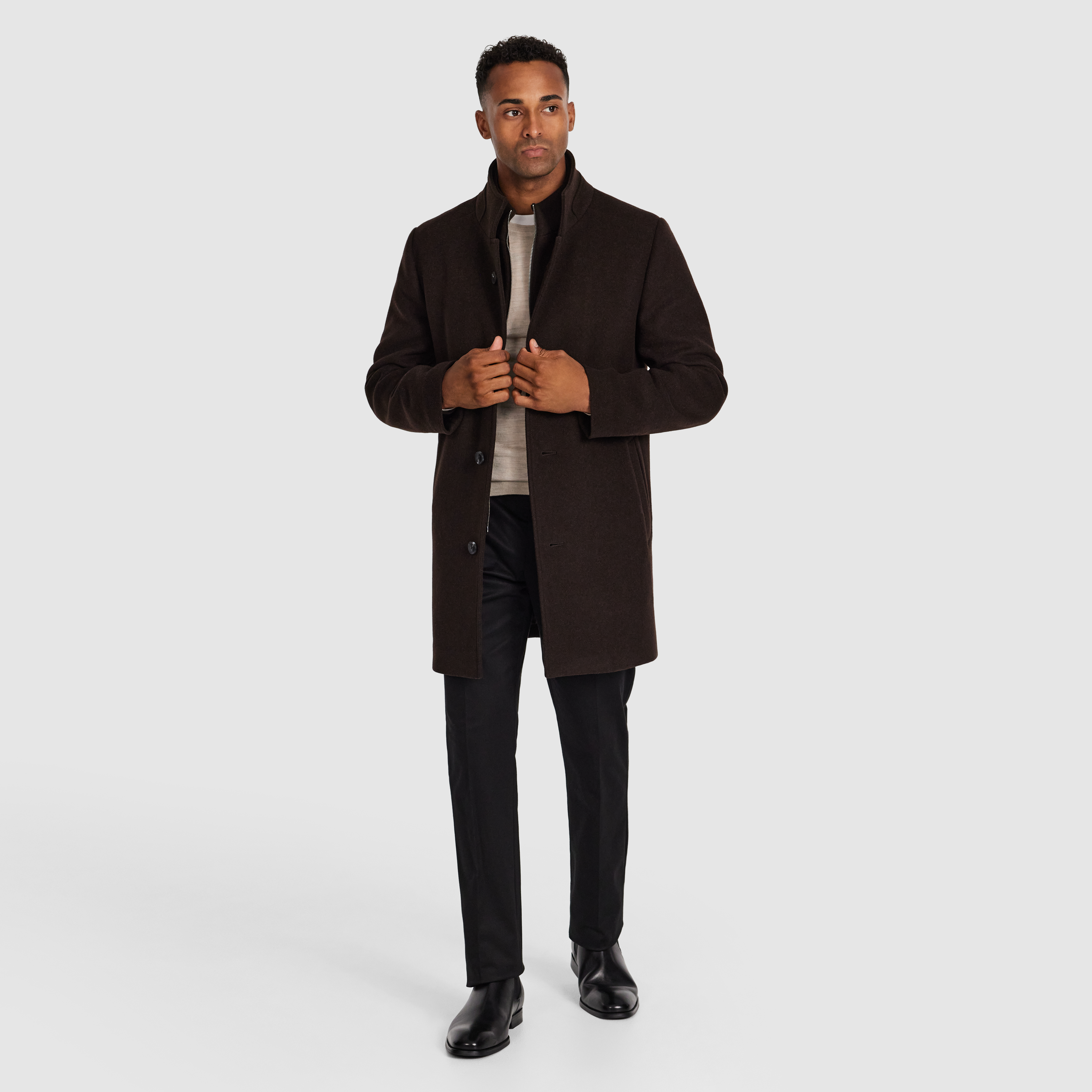 Chocolate Gisburn Wool Coat
