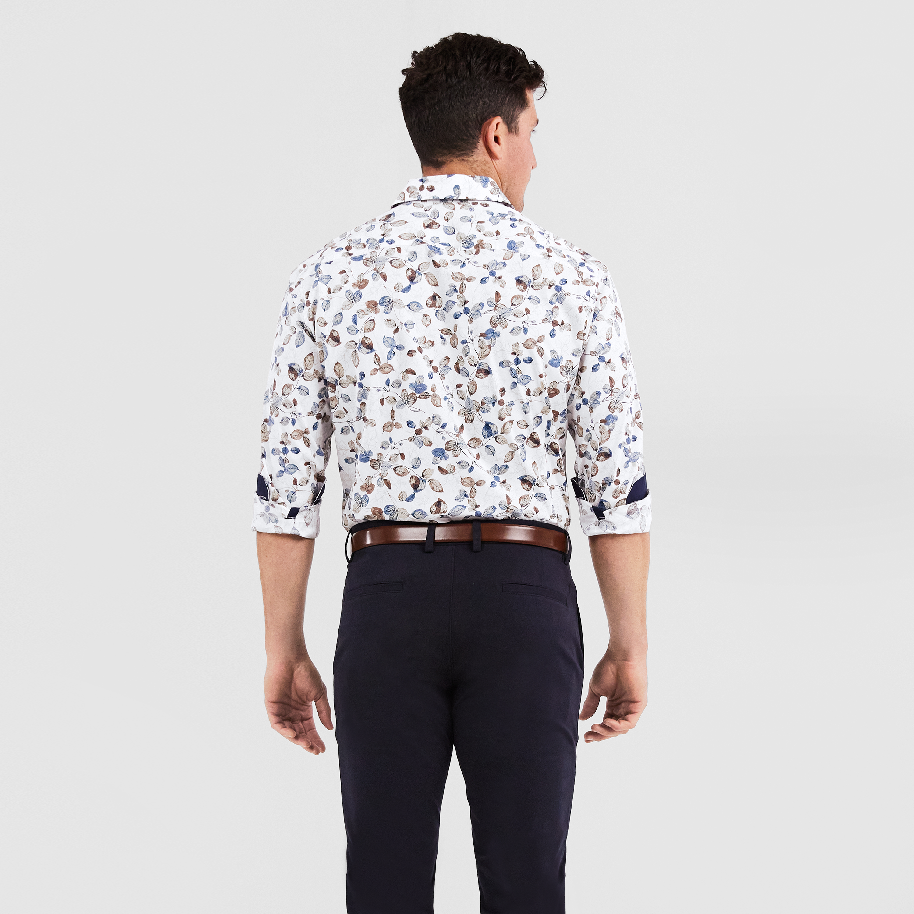 White Herrick Stretch Floral Shirt 