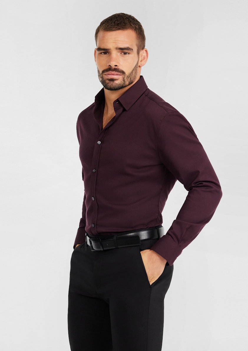 Burgundy Eyre Slim Stretch Bamboo Shirt