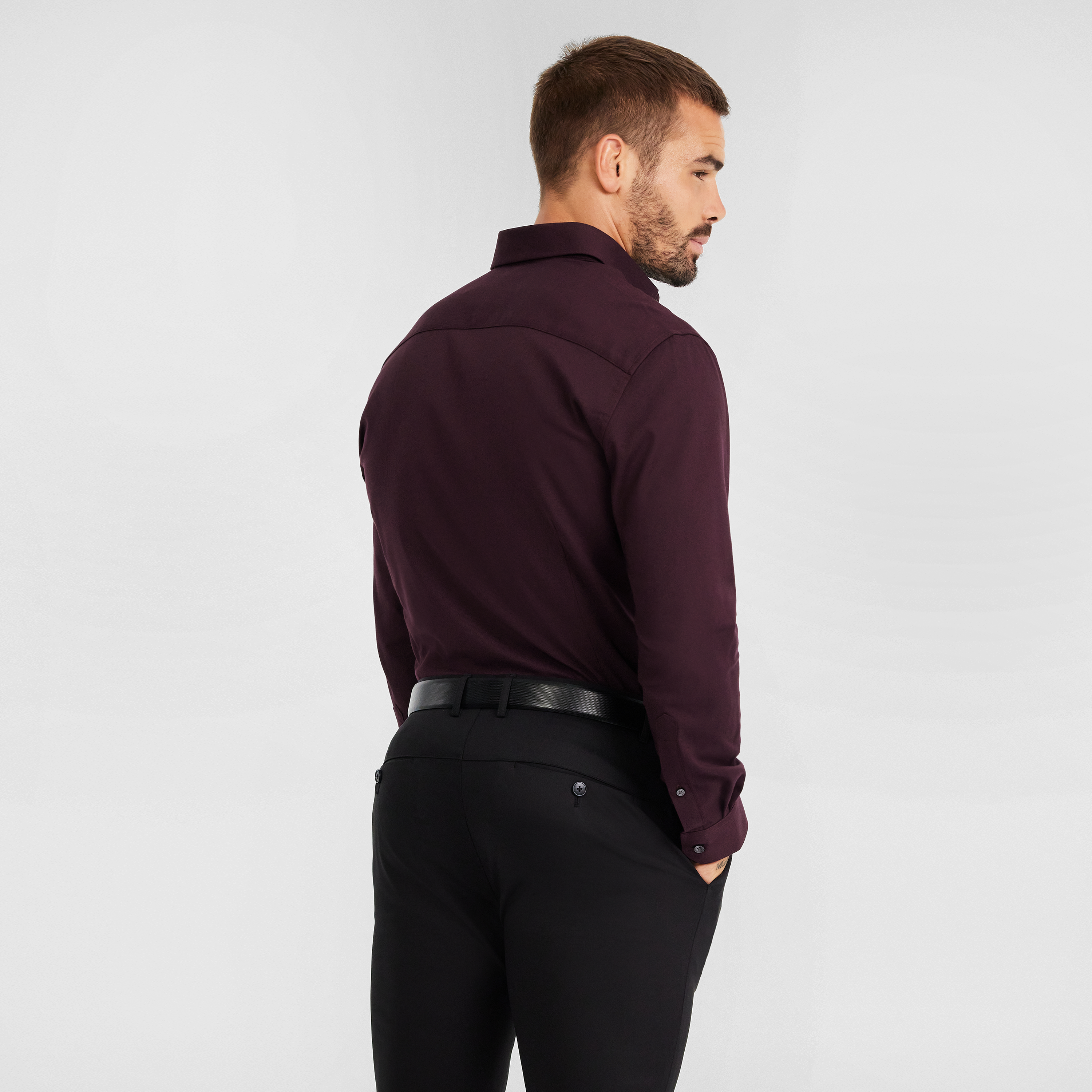 Burgundy Eyre Slim Stretch Bamboo Shirt