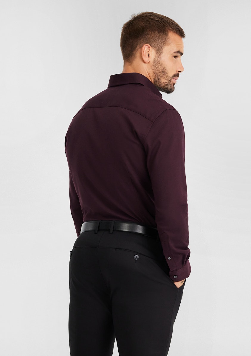 Burgundy Eyre Slim Stretch Bamboo Shirt
