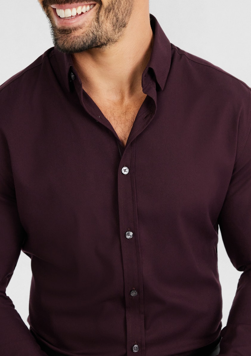 Burgundy Eyre Slim Stretch Bamboo Shirt