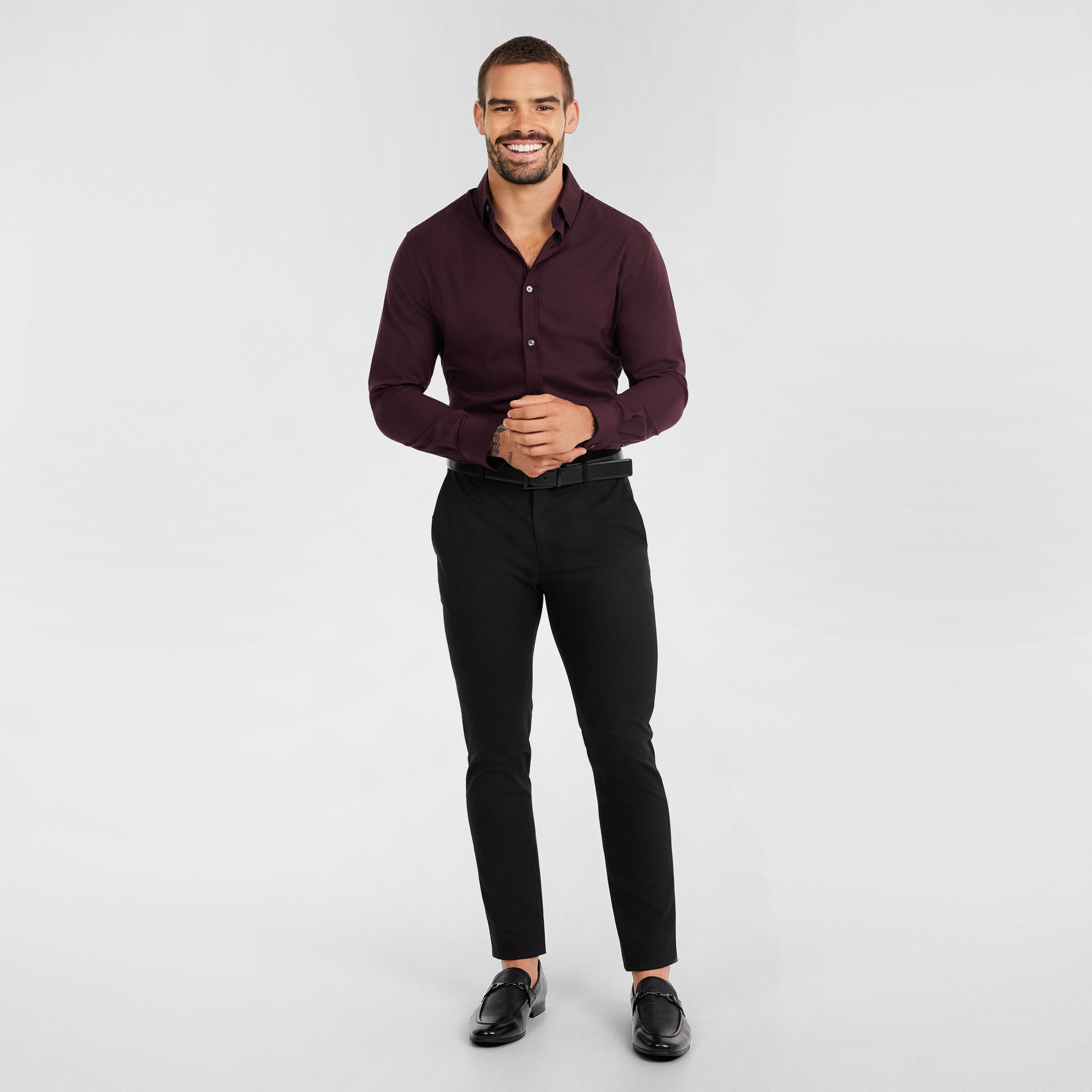 Burgundy Eyre Slim Stretch Bamboo Shirt