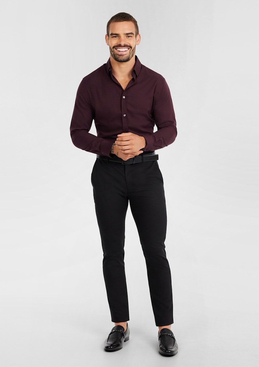 Burgundy Eyre Slim Stretch Bamboo Shirt