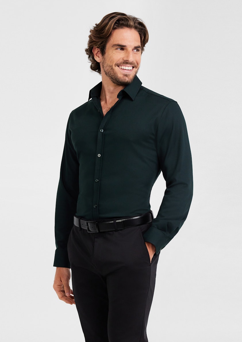 Dark Green Eyre Slim Stretch Bamboo Shirt