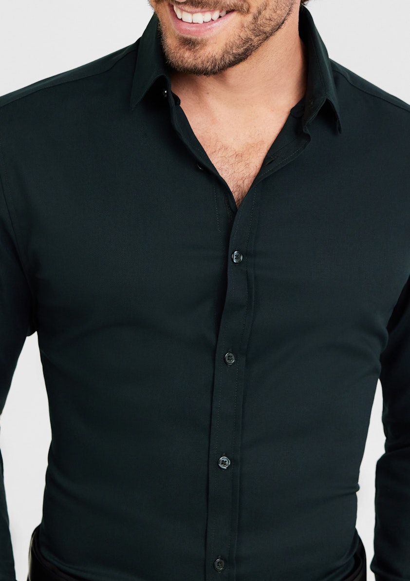Dark Green Eyre Slim Stretch Bamboo Shirt