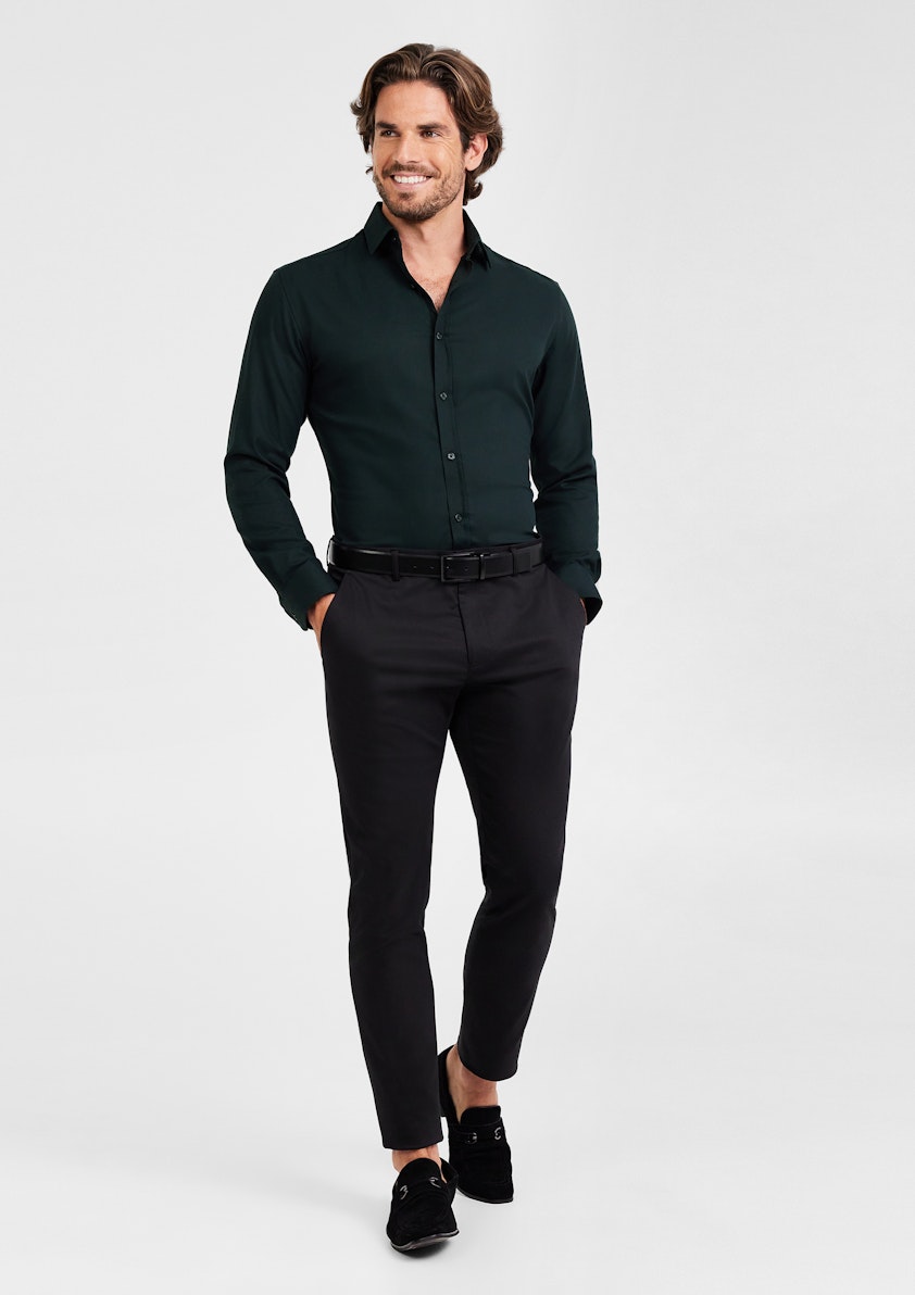 Dark Green Eyre Slim Stretch Bamboo Shirt