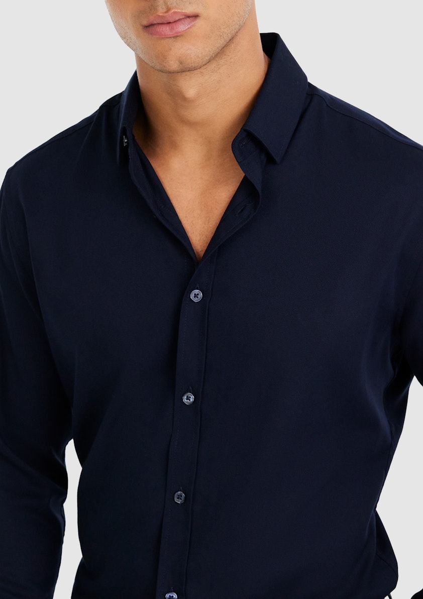 Navy Eyre Slim Stretch Bamboo Shirt