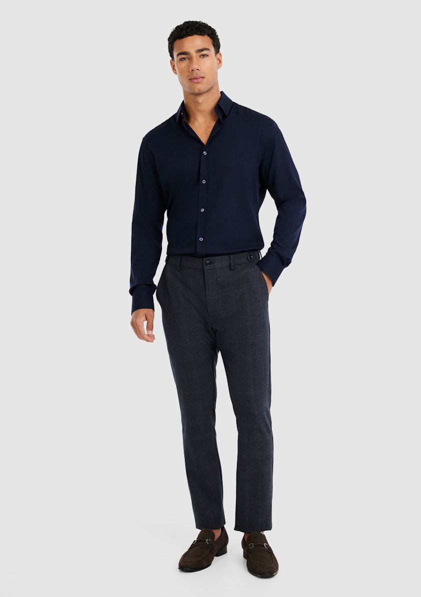 Navy Eyre Slim Stretch Bamboo Shirt