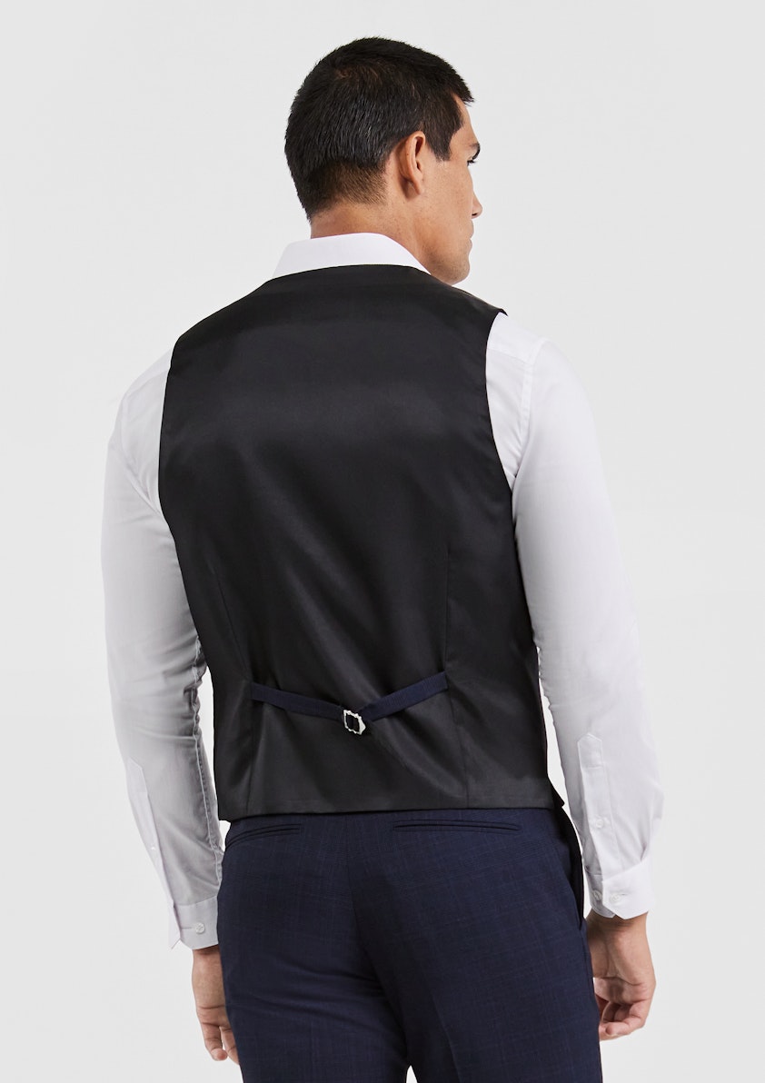 Navy Idaho Check Waistcoat