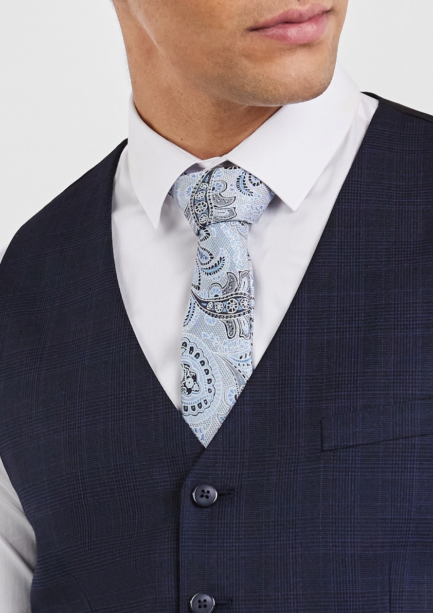 Navy Idaho Check Waistcoat