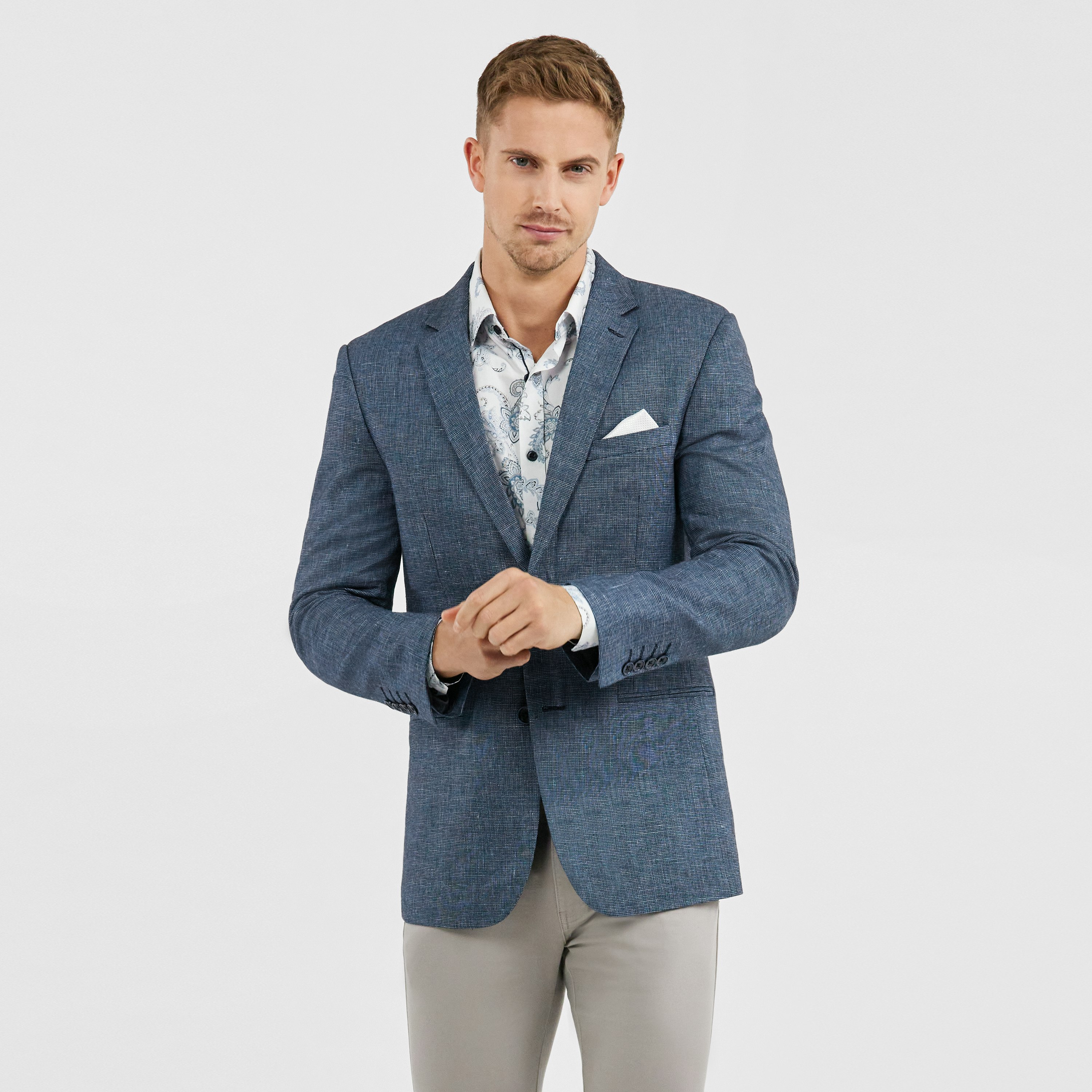 Blue Gage Linen Blazer | Men's Tops | Tarocash AU