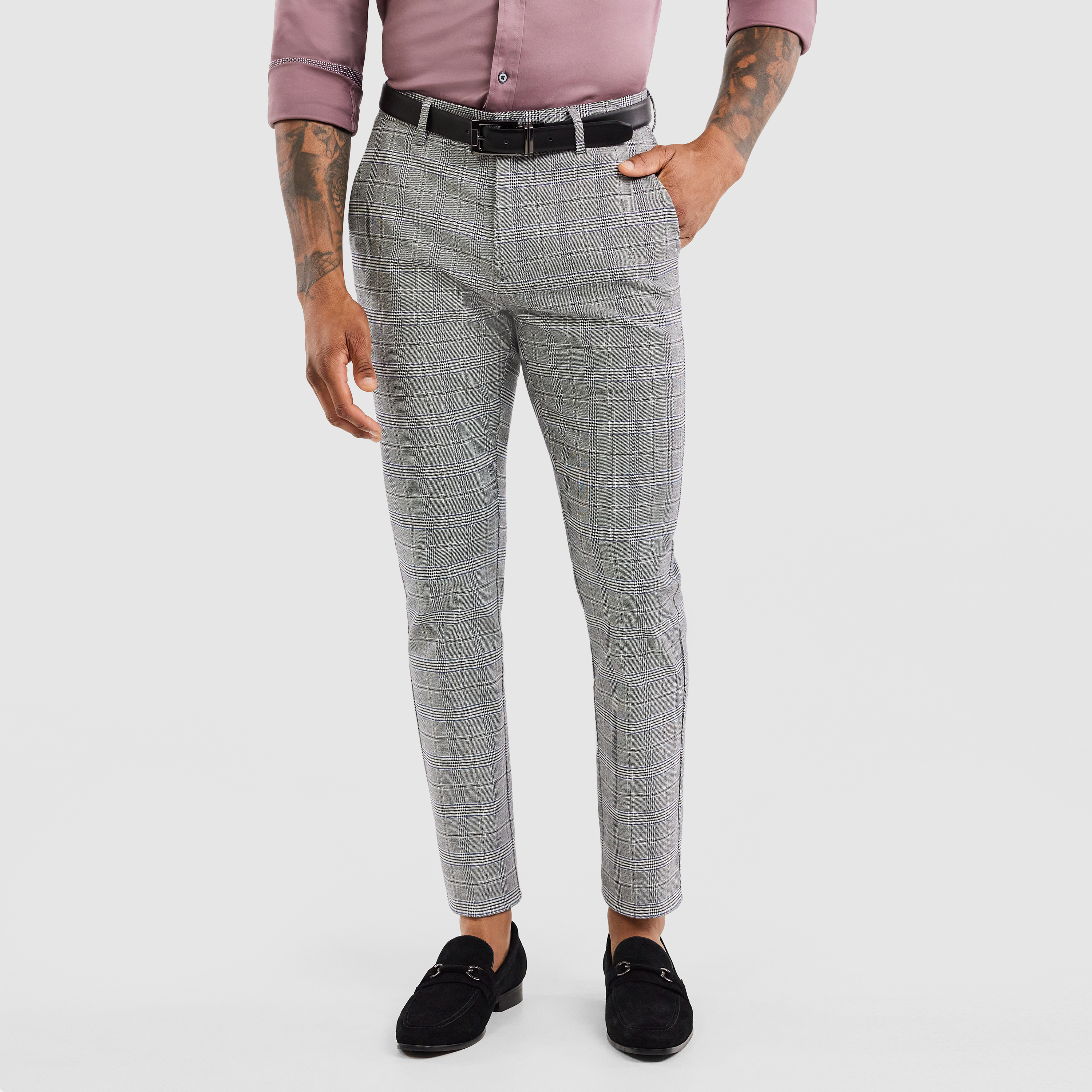 Buy Men Grey Check Slim Fit Formal Trousers Online - 676606 | Peter England