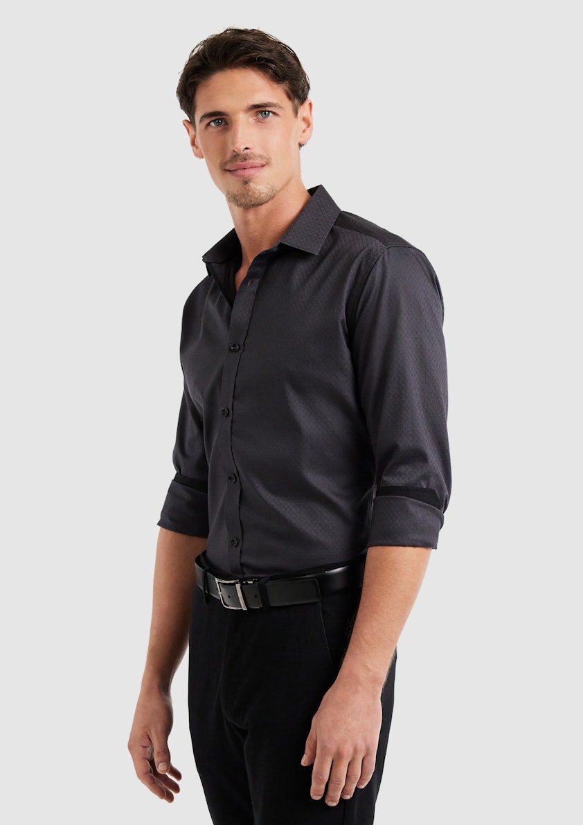 Dark Grey Roko Slim Textured Shirt