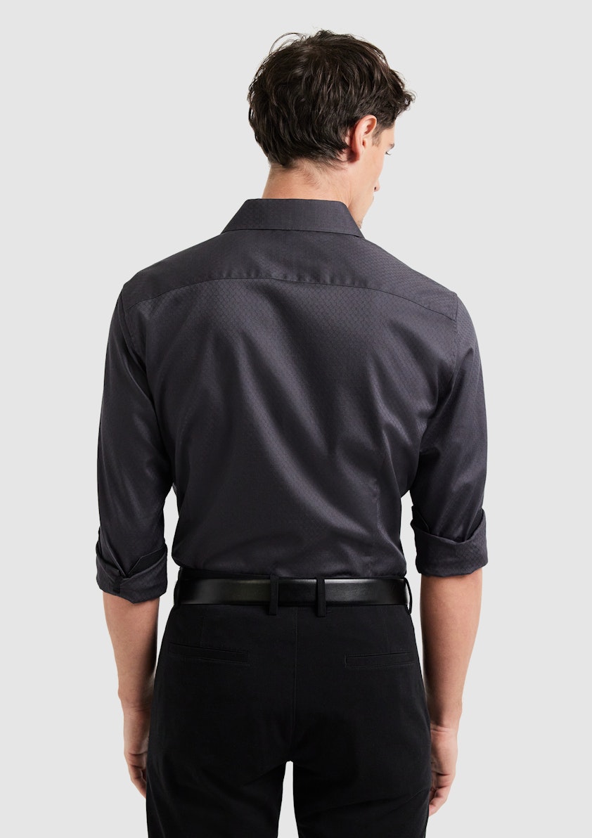 Dark Grey Roko Slim Textured Shirt