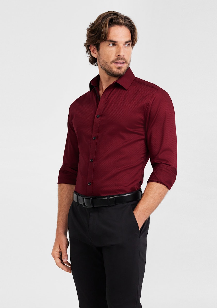 Red Roko Slim Textured Shirt