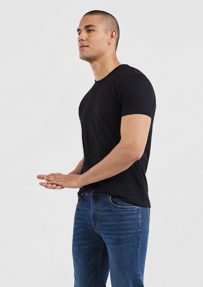 Black Pure Cotton Crew Neck T Shirt