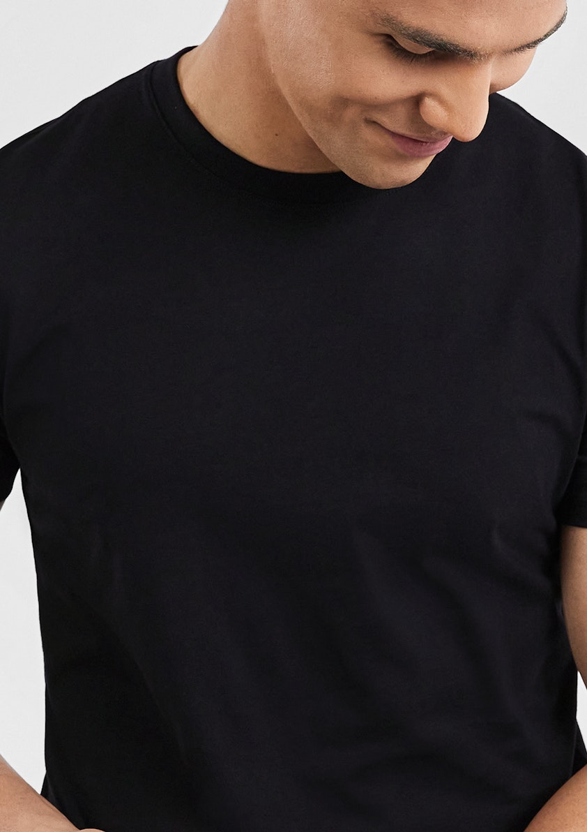 Black Pure Cotton Crew Neck T Shirt